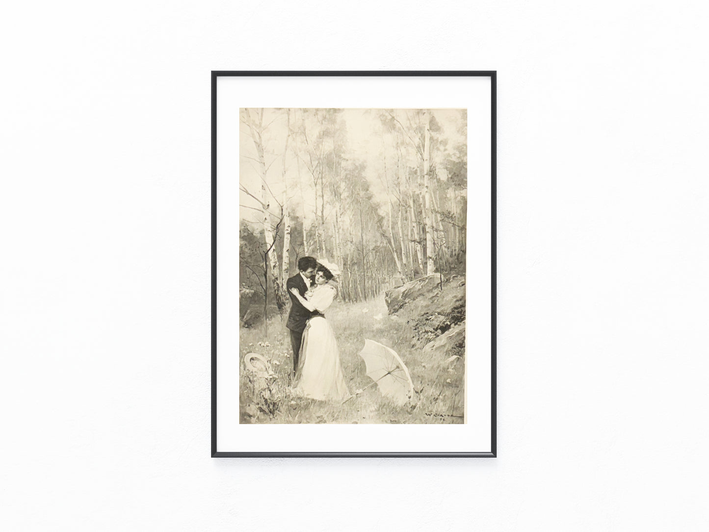 Liebespaar im Wald Karlsbad 1890 | Romantische Szene im Kurpark | Romantik Liebe