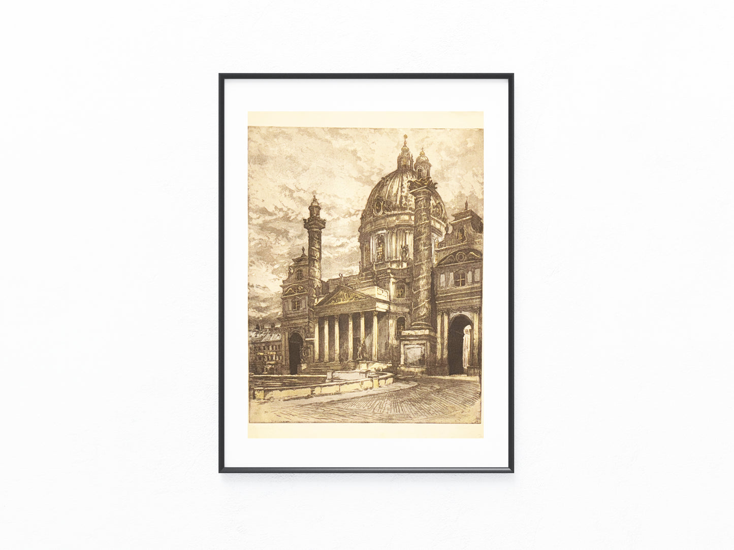 Original Karlskirche Wien Großformat Grafik 1920 | Otto Wagner Architektur