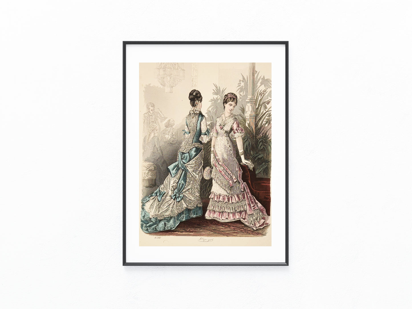 Original Mode Lithografie 1877 Damenmode Illustration