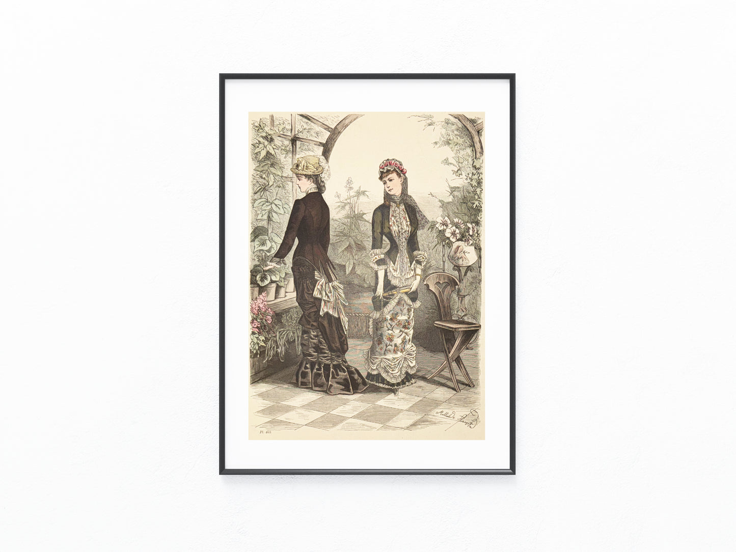 Original Mode Lithografie 1881 Frauenmode Design