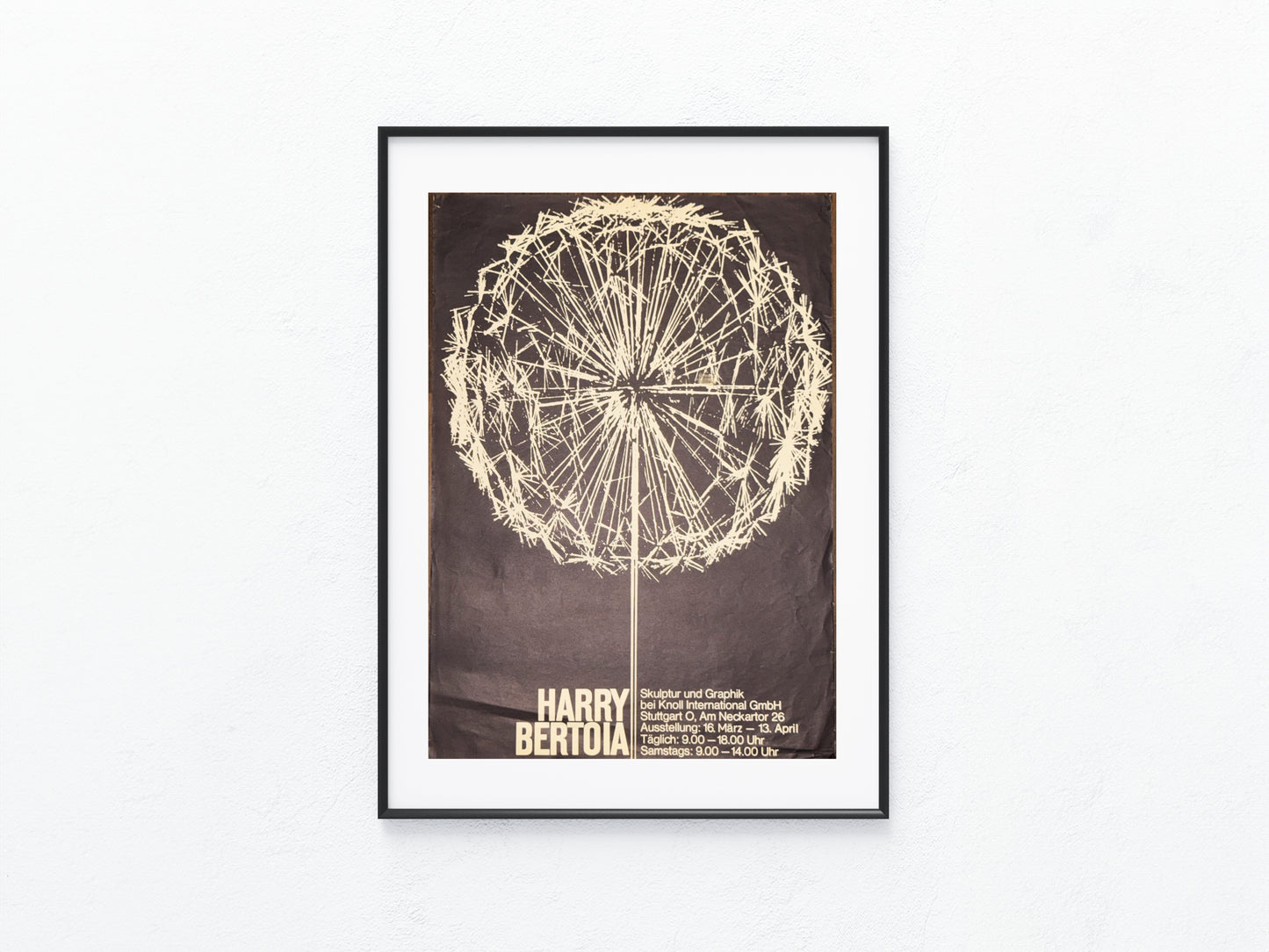 Original Harry Bertoia 1960er Ausstellungsplakat | Knoll International Stuttgart | Dandelion Skulptur | Vintage Mid-Century Design Taraxacum