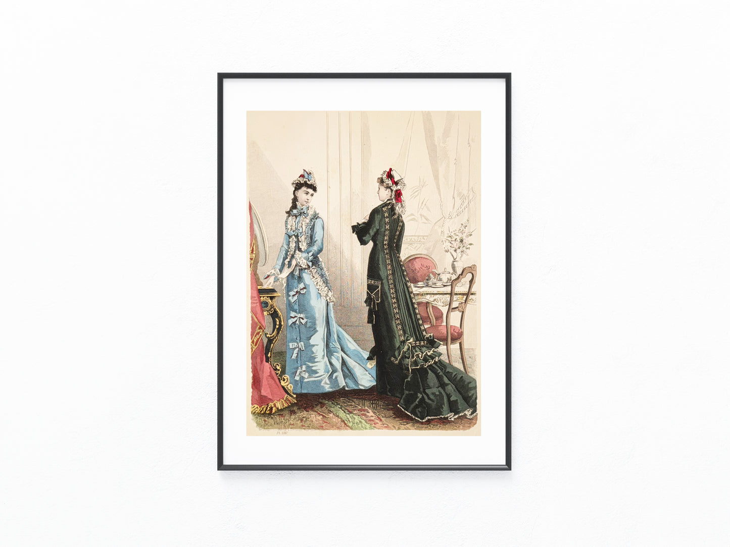 Original Modegrafik 1877 Antike Lithografie Damenmode