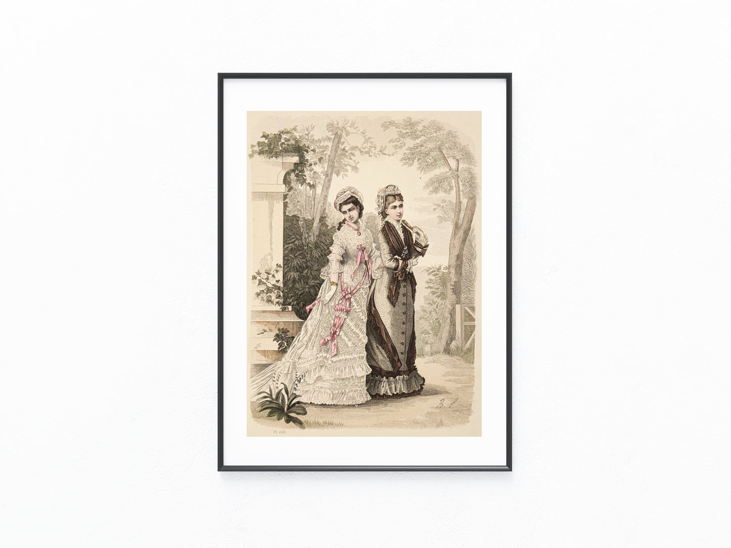 Original Modegrafik 1876 Lithografie mit Damenmode