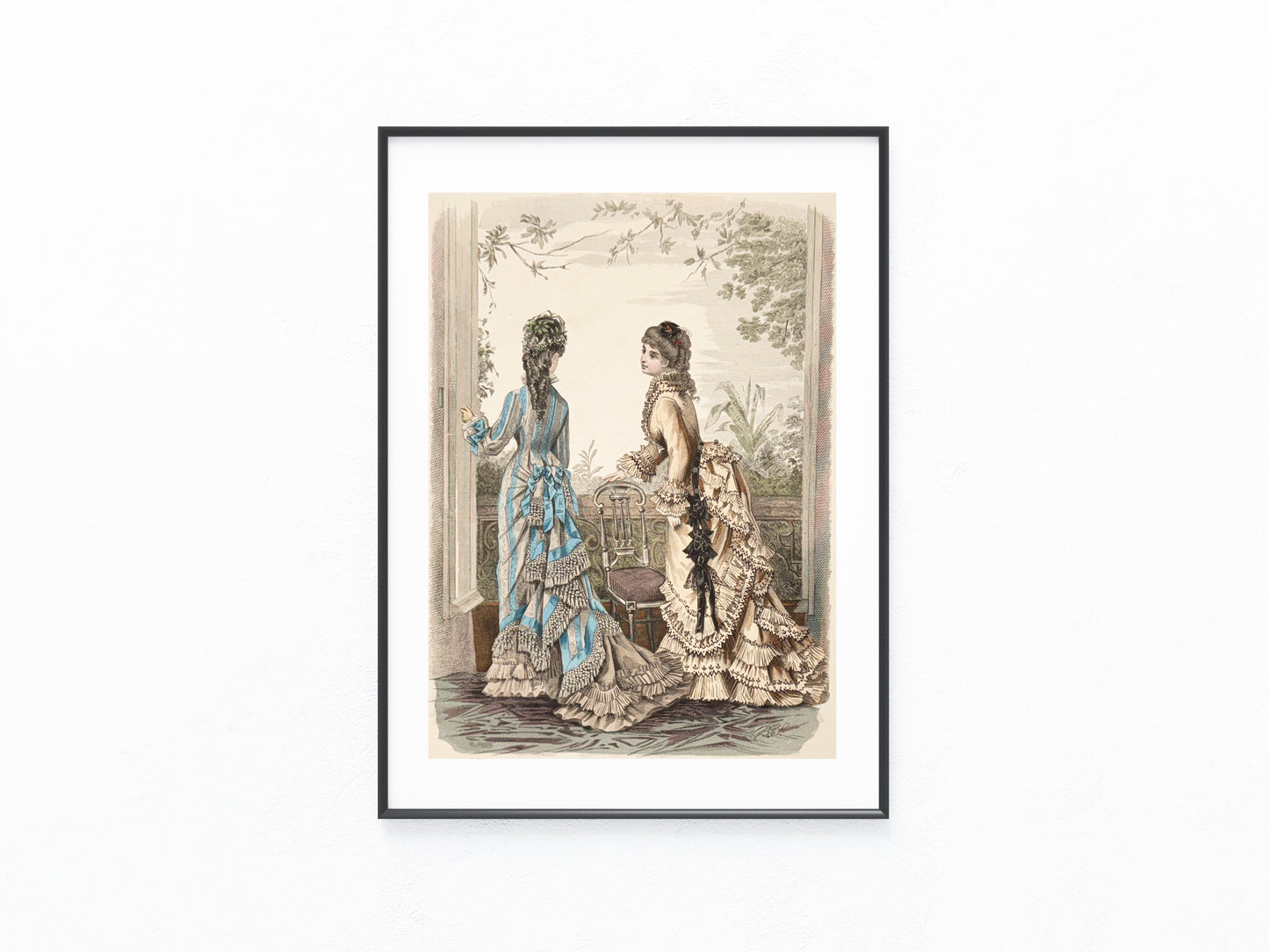 Original Modegrafik 1876 Lithografie mit Damenmode