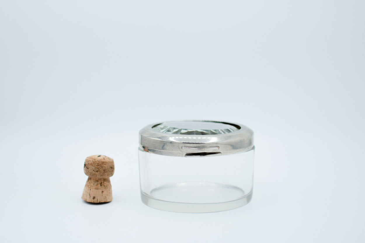 Glasschatulle mit Metallbeschlägen 1960er