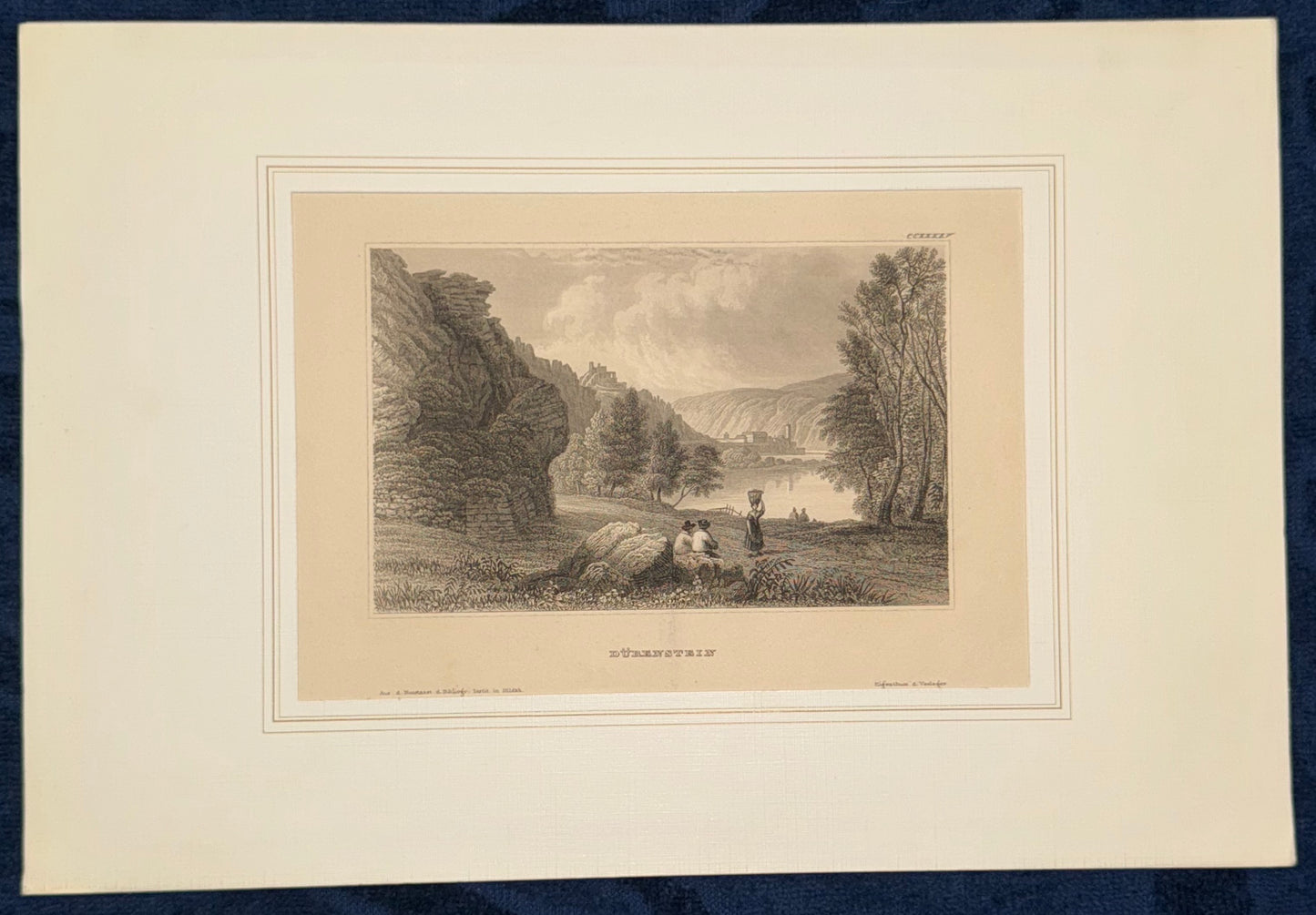 Original Stahlstich Dürnstein 1850 | Österreich Wachau | Blick auf Donau Burgruine