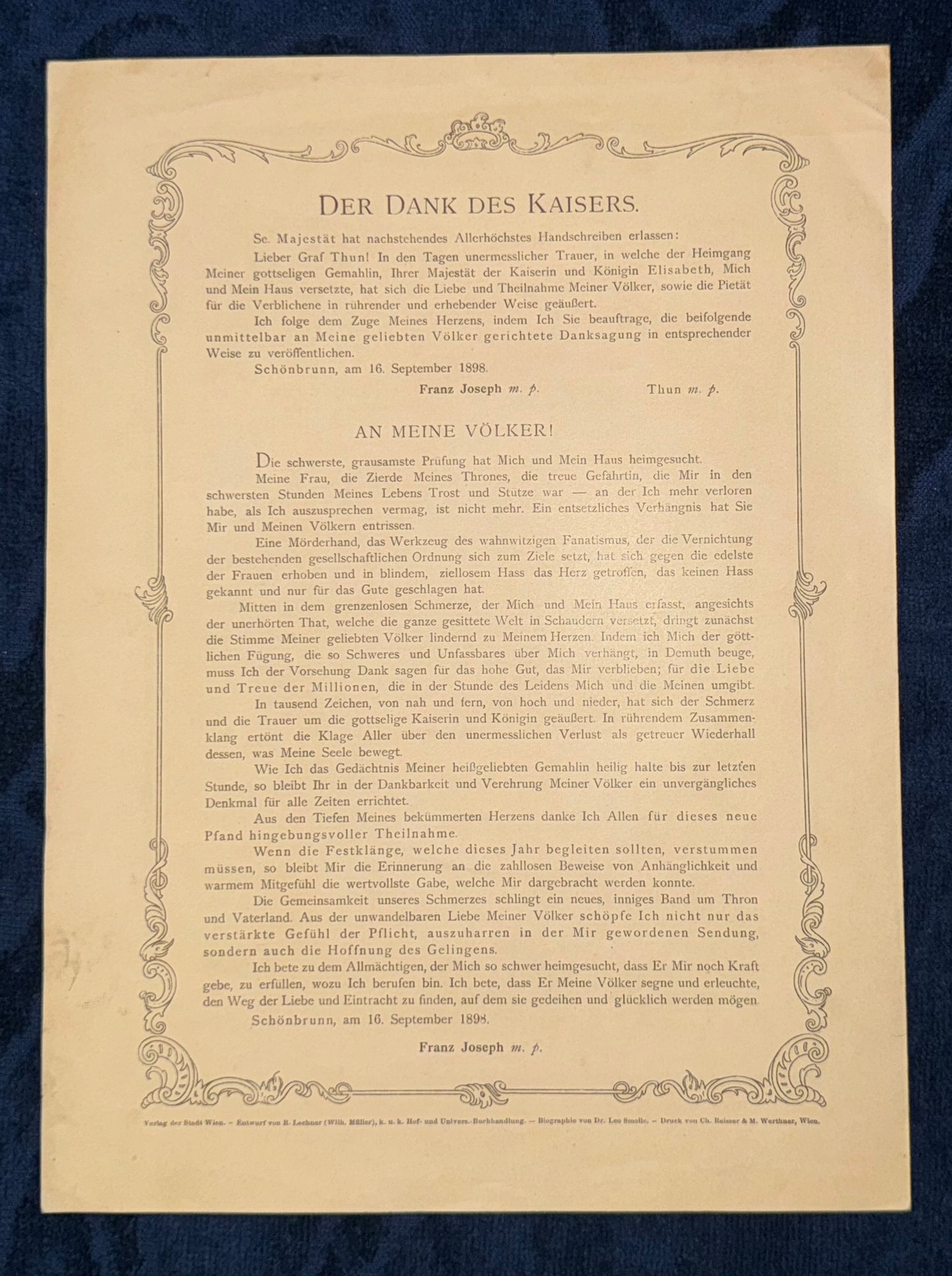 1898 Original Kaiserin Elisabeth Gedenkheft zum Tod Andenken | seltenes Sisi Dokument