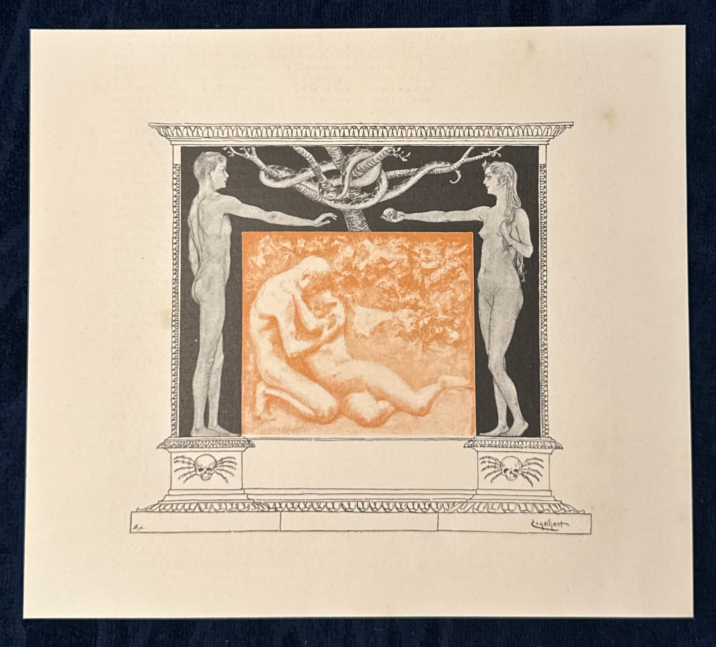 Jugendstil-Druck Adam & Eva mit Baum der Erkenntnis