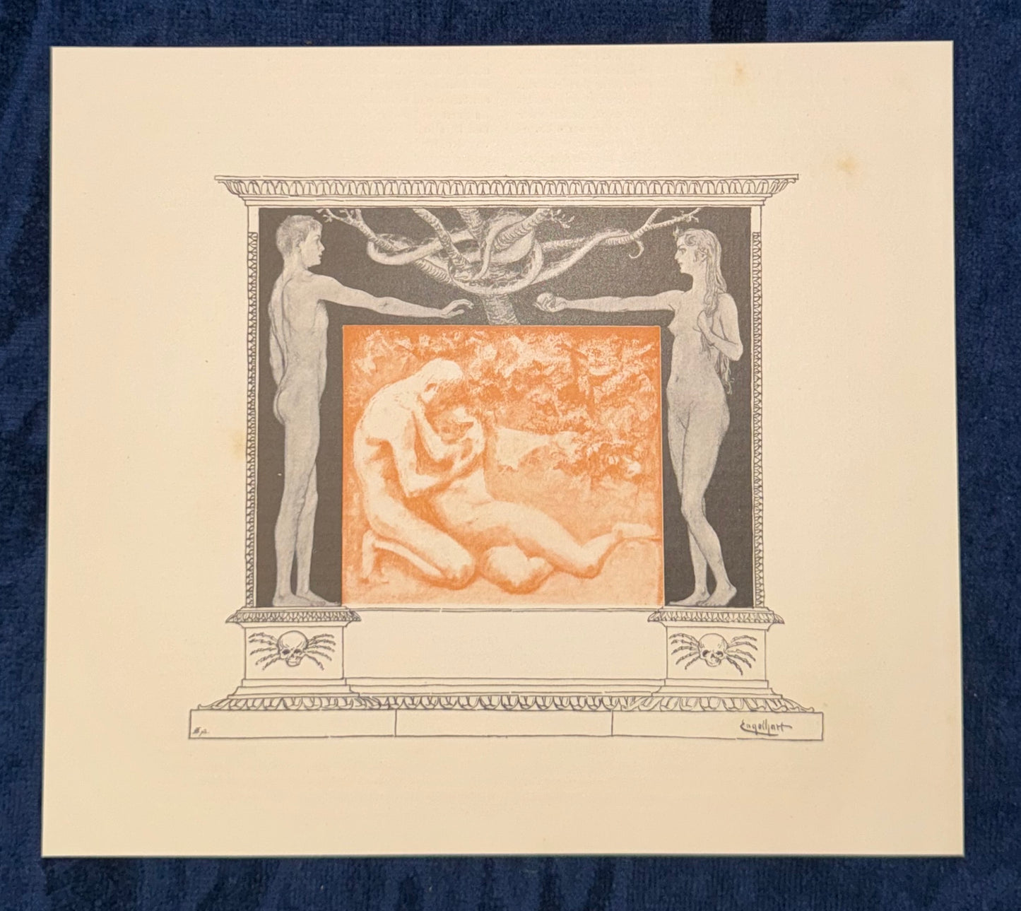 Jugendstil-Druck Adam & Eva mit Baum der Erkenntnis