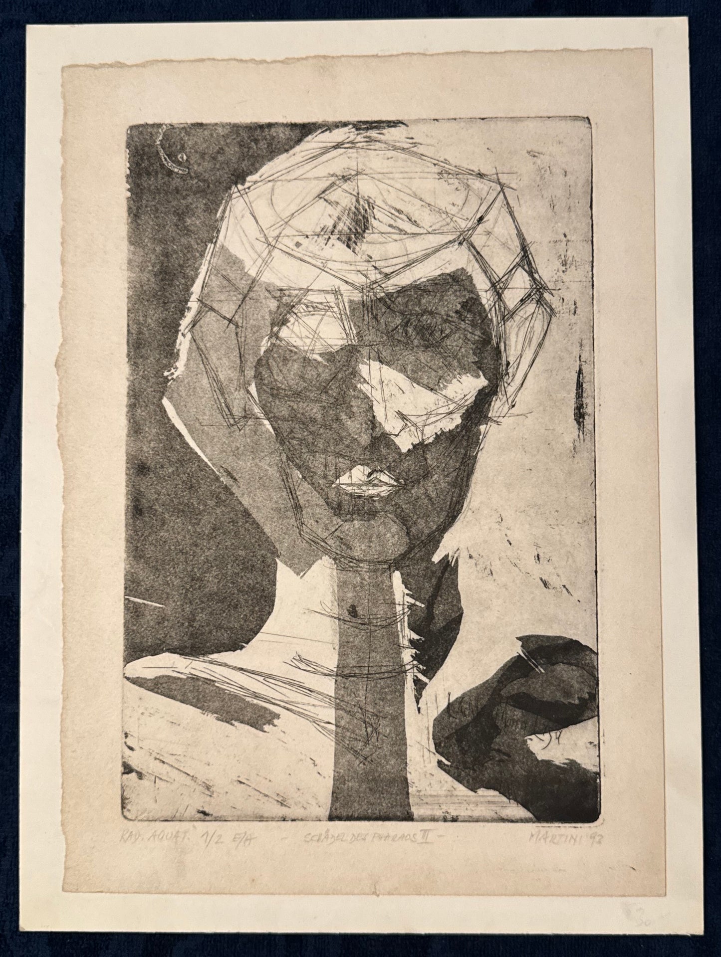 Original Radierung Schädel des Pharos Martini