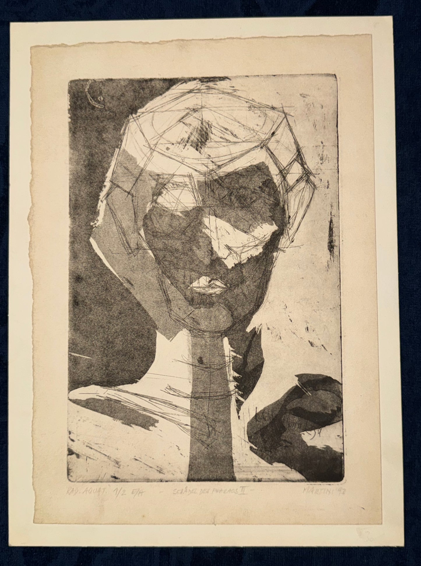 Original Radierung Schädel des Pharos Martini