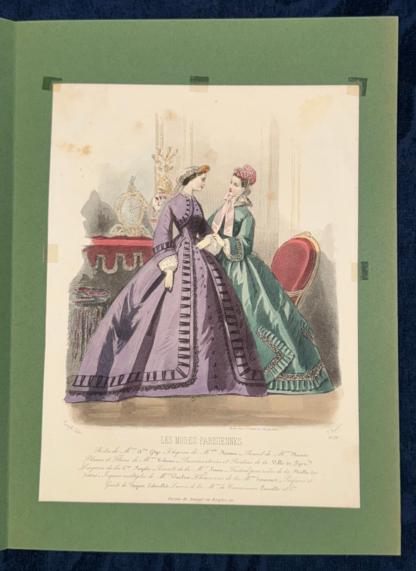Original Modekupfer Les Modes Parisiennes 1860