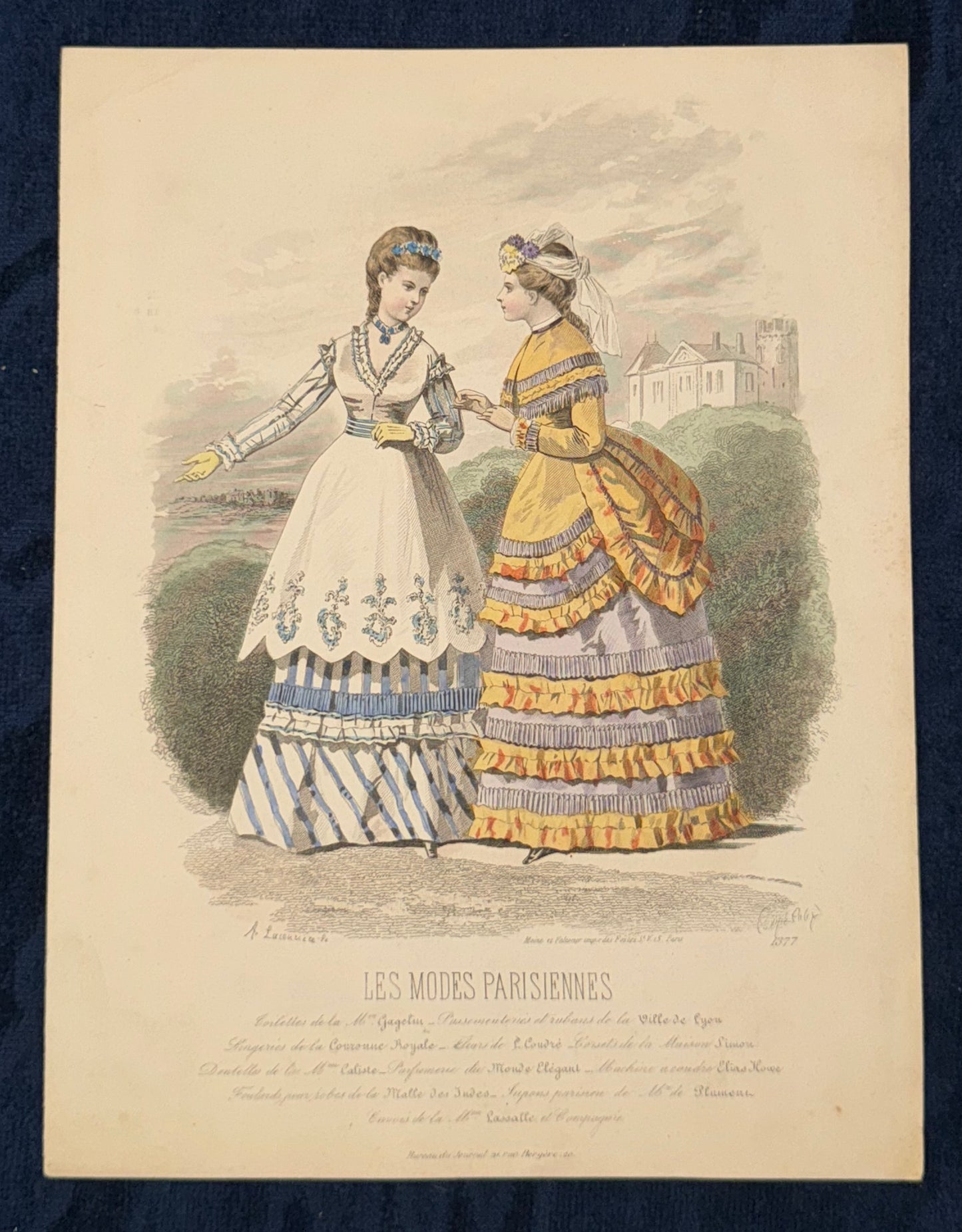 Original Modekupfer Les Modes Parisiennes 1877