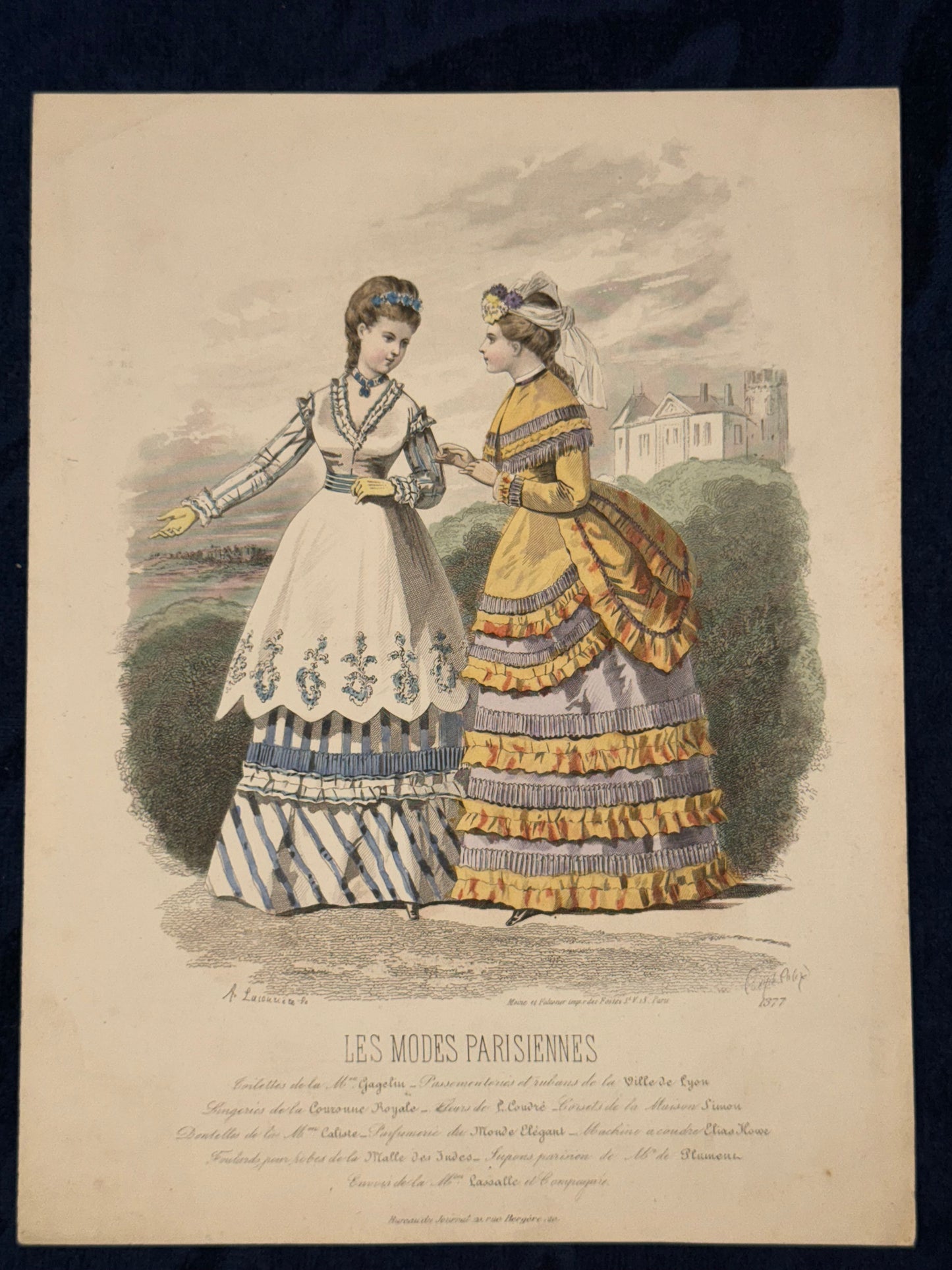 Original Modekupfer Les Modes Parisiennes 1877