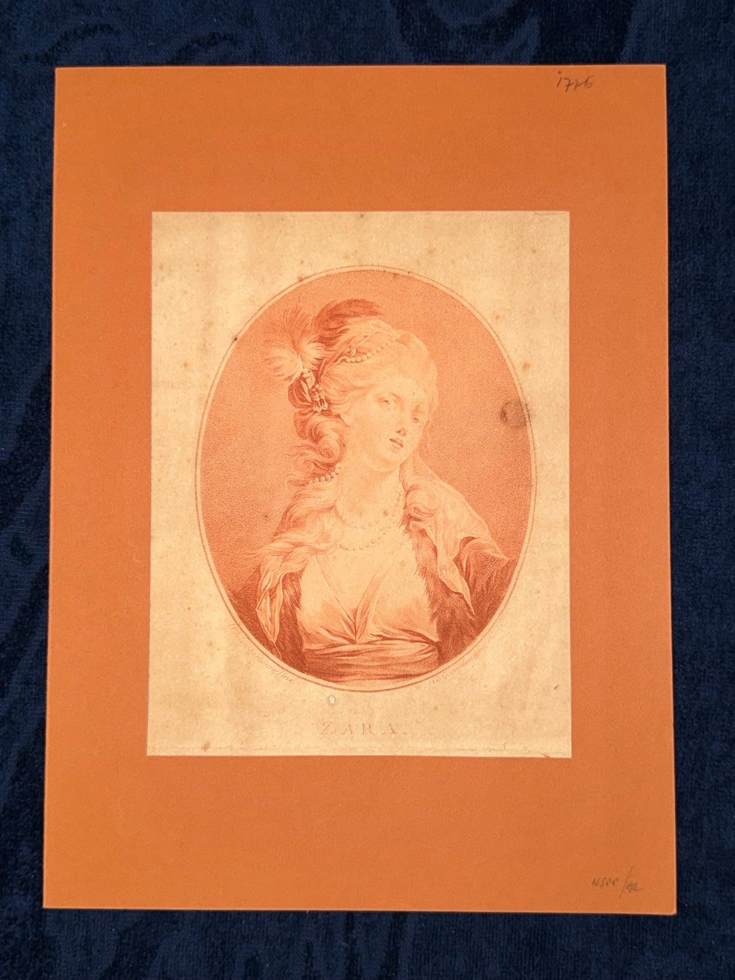 1820 Original Rötelstich ZARA | Klassizistisches Damenporträt
