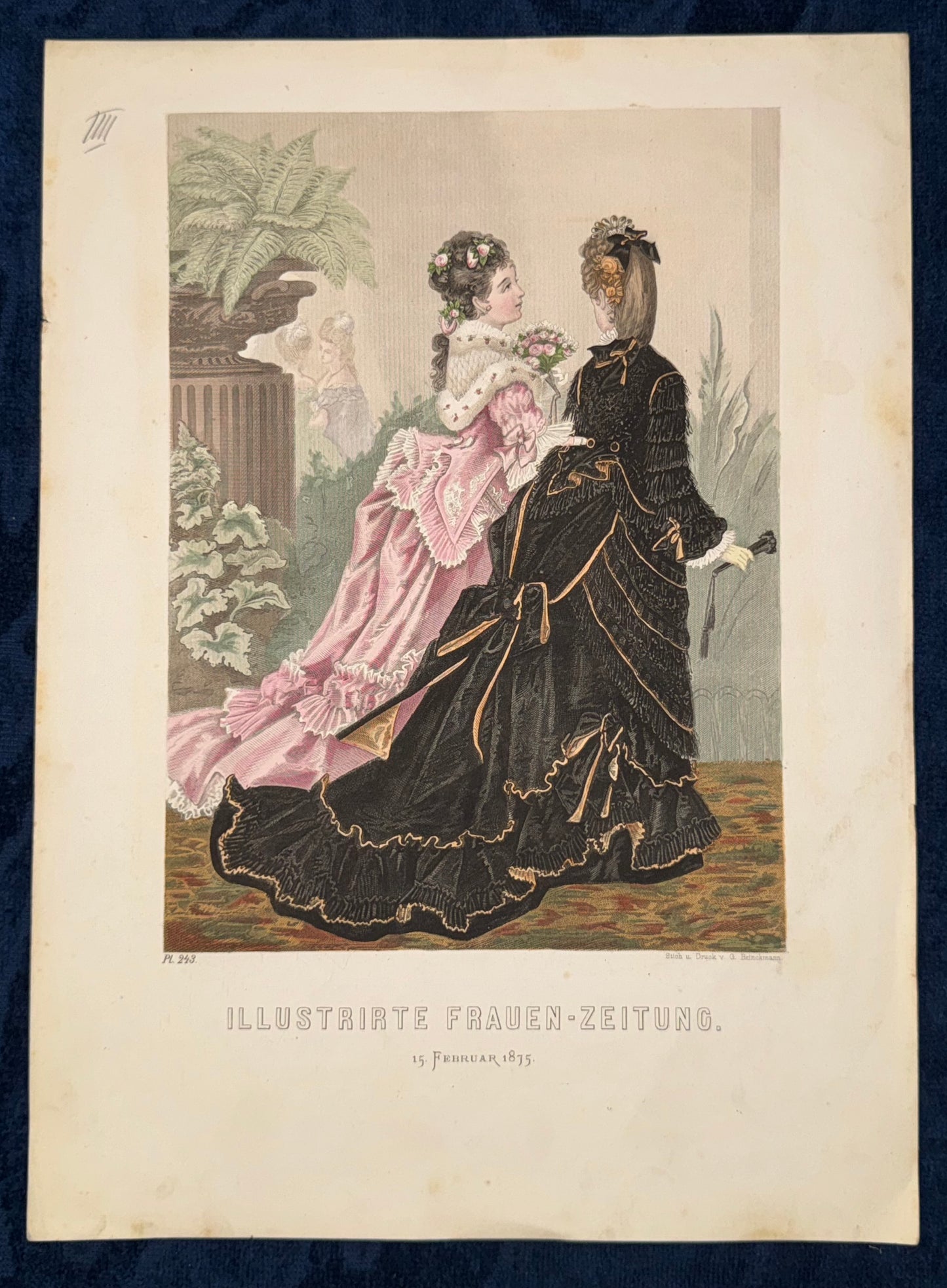 1875 Original Modekupfer Boudoir | Historische Damenmode