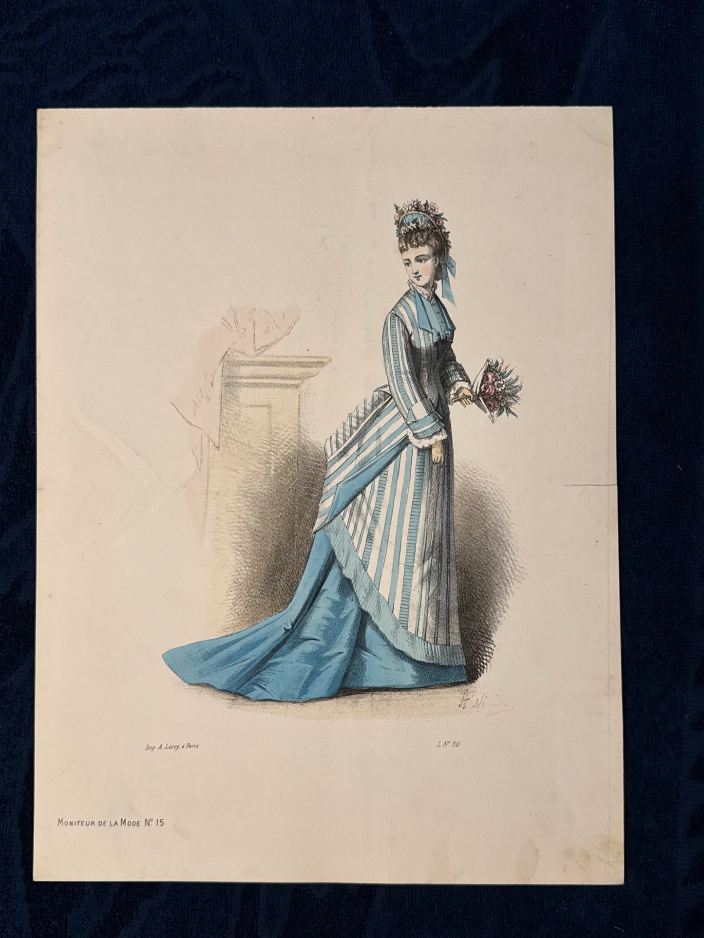 Damenmode Paris 1870 Original | Altcolorierter Stich