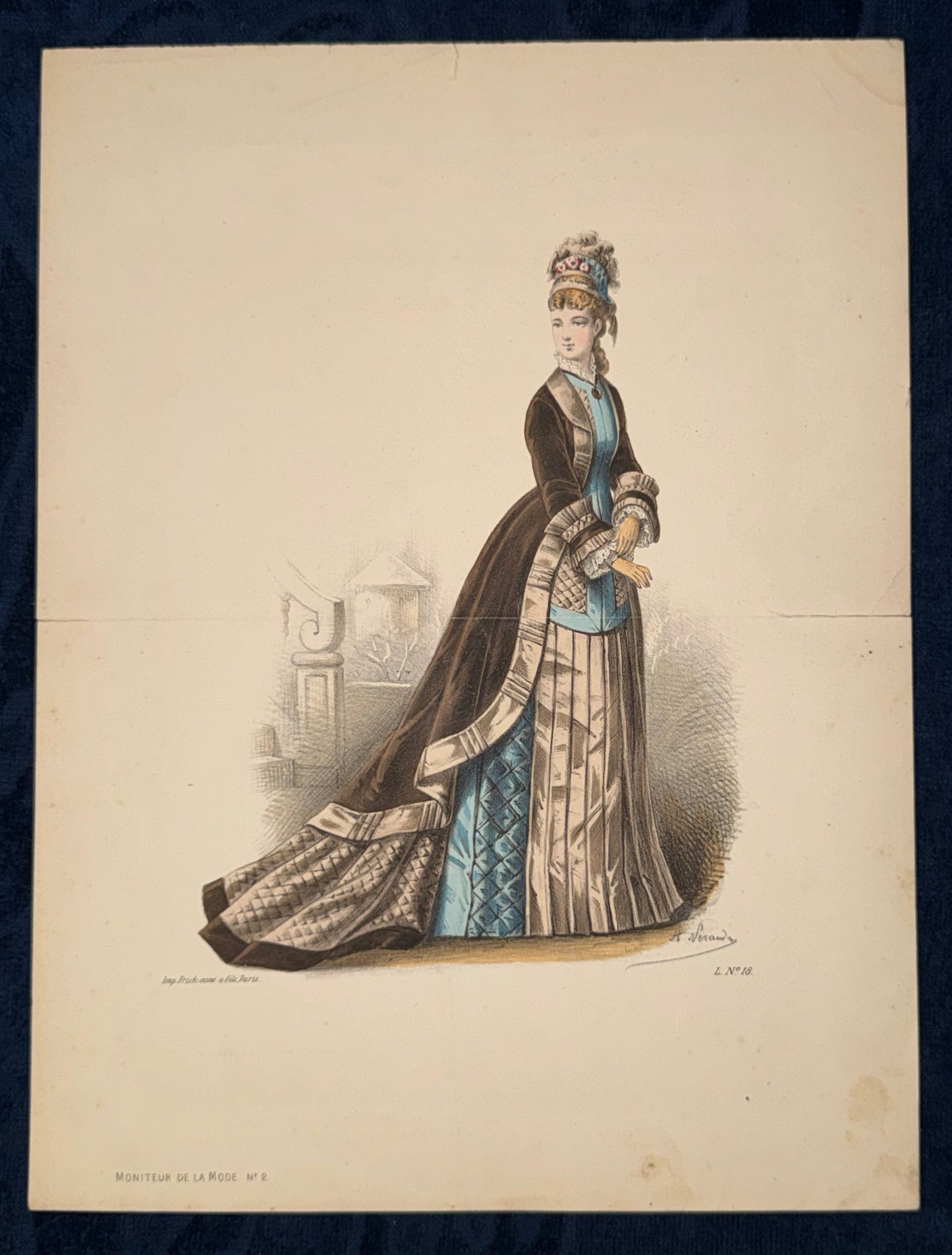 Vintage Damenmode Paris Original Modekupfer 1870