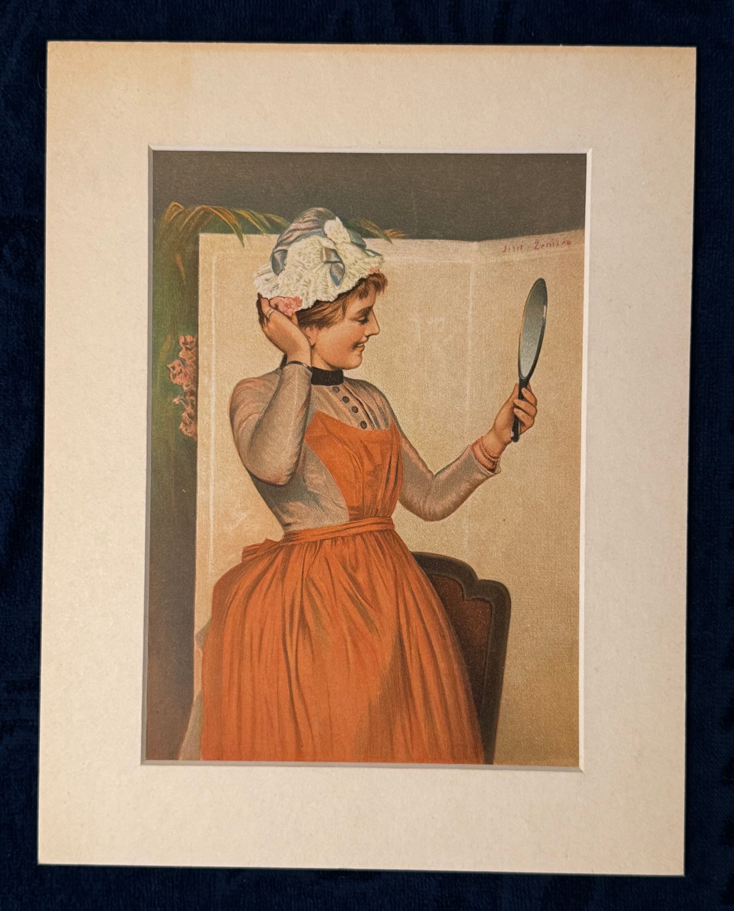 Original Farblithografie Betty 1900 | Frauenporträt Zenisek Vintage