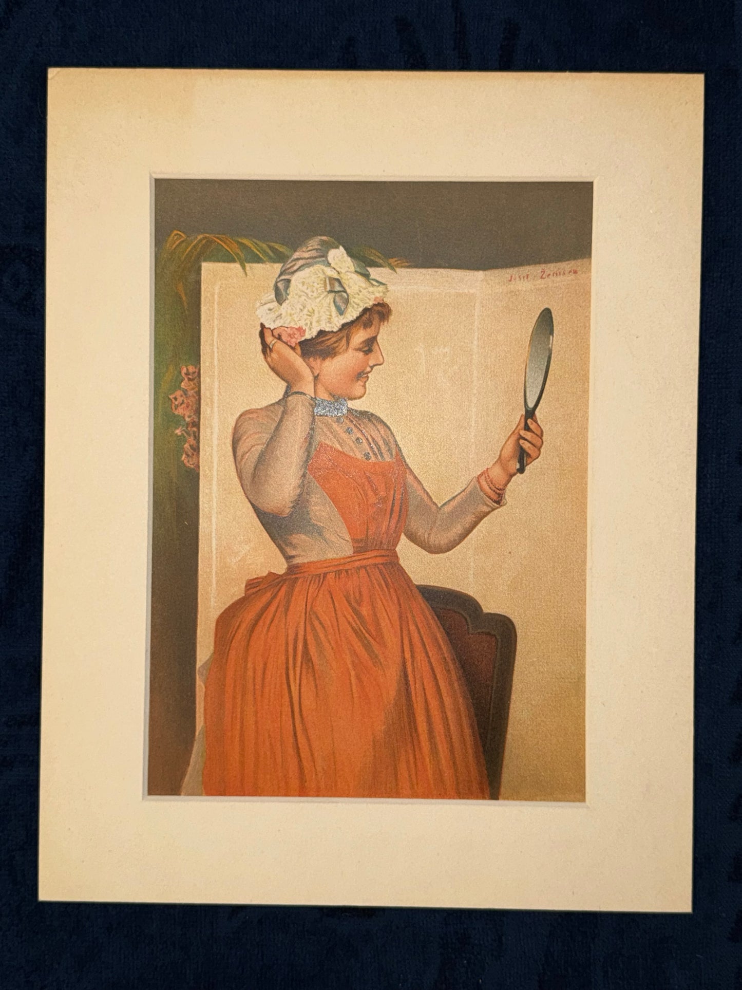 Original Farblithografie Betty 1900 | Frauenporträt Zenisek Vintage