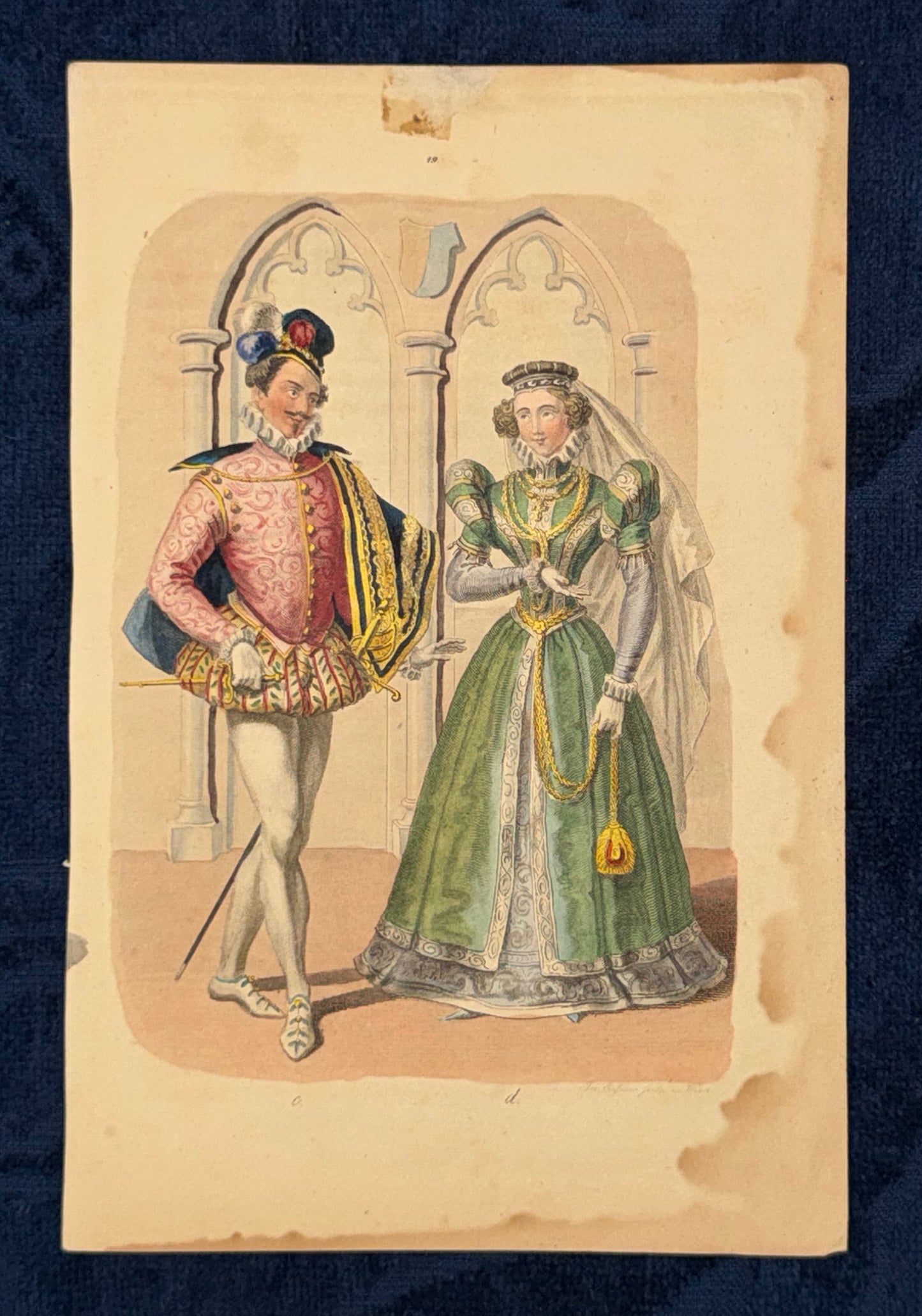 1850 Renaissance Modegrafik | Historische Kostüme handkoloriert