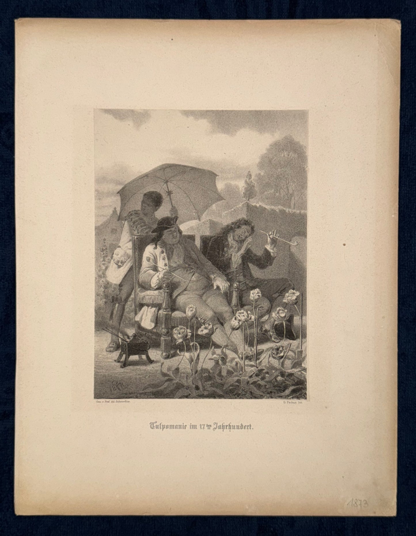 Original Grafik Tulpenmanie | Historischer Kupferstich 1873