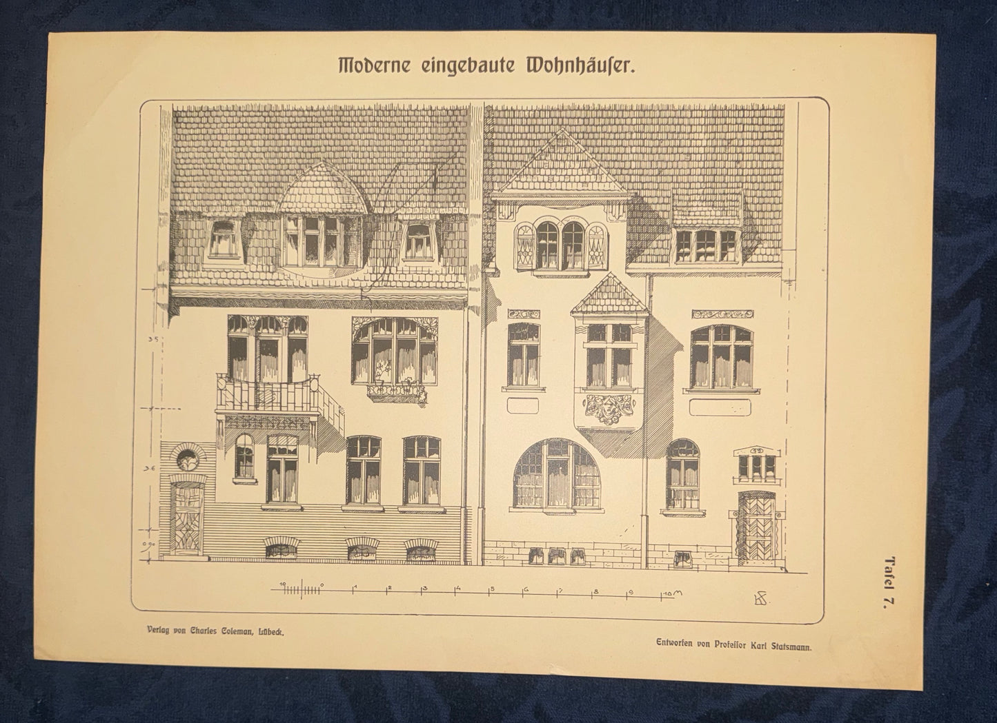 Original Architektur 1900 Jugendstil Wohnhaus Fassade | Vintage Druck