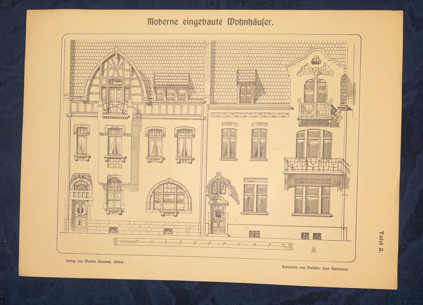 Original Architektur Jugendstil Wohnhaus Fassade 1900 | Vintage Druck