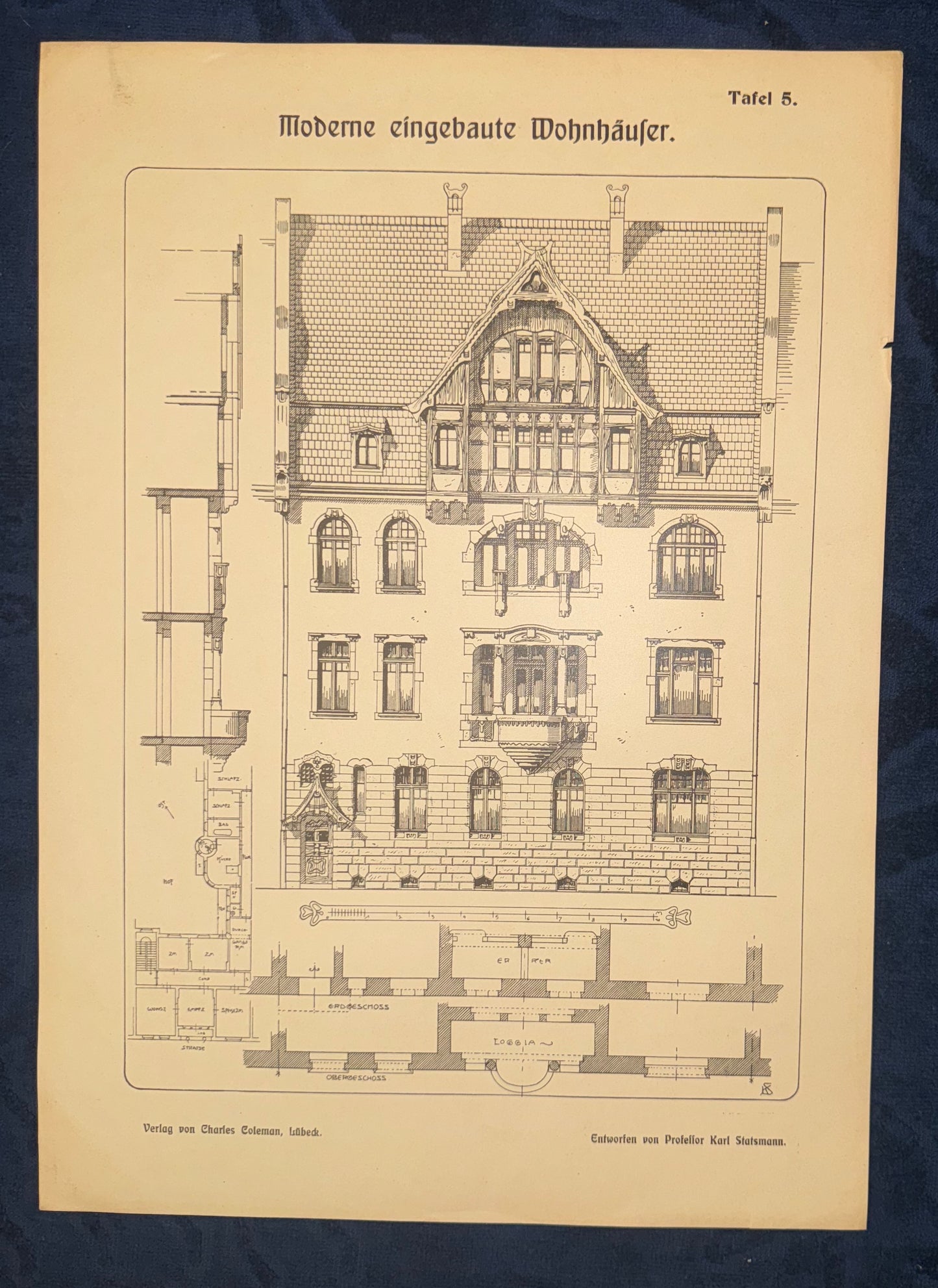 Original Architektur Jugendstil Wohnhaus Fassade 1900 | Vintage Druck