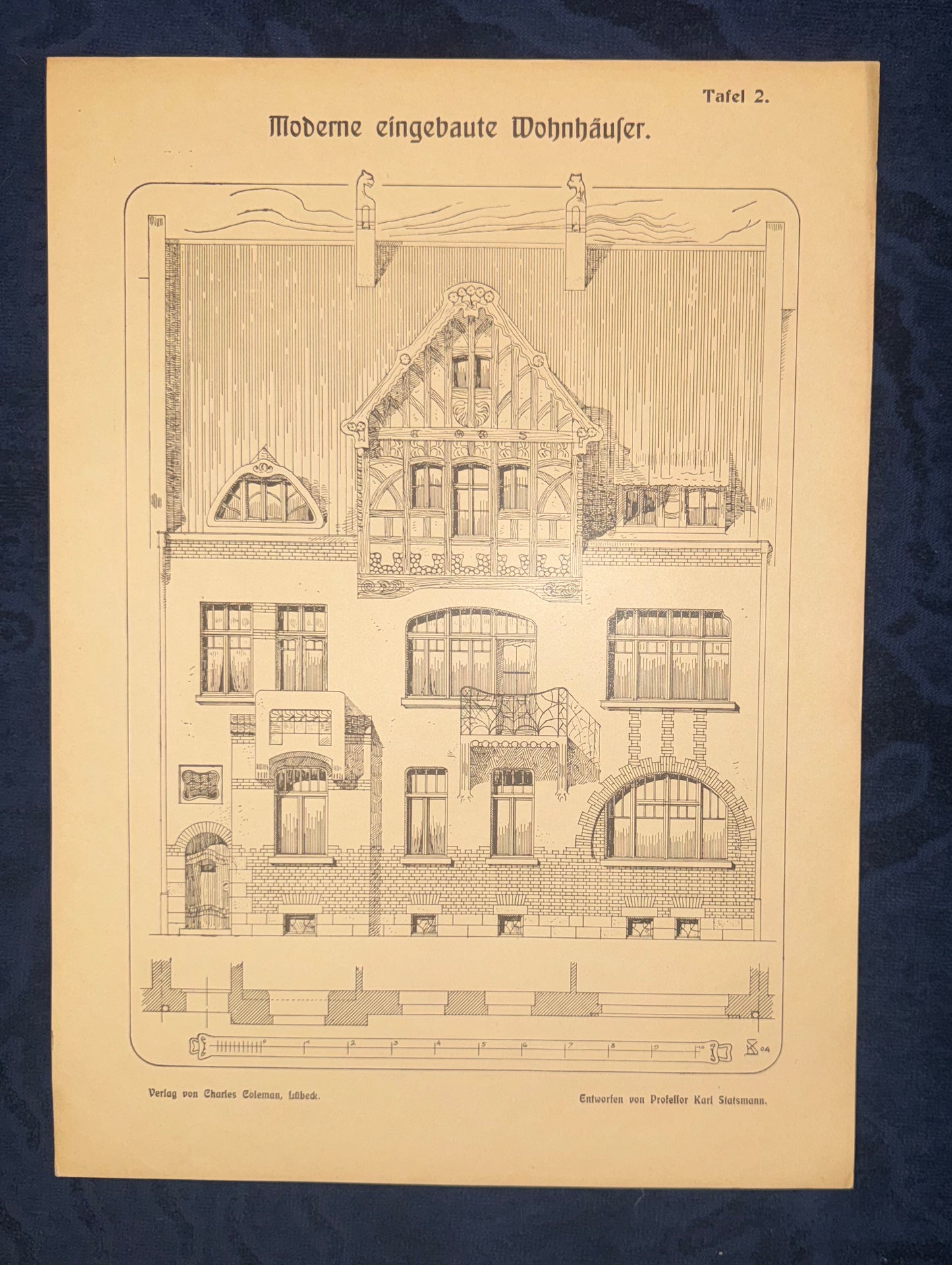Historische Architektur Tafel 1900 Wohnhaus | Baukunst Vintage Druck