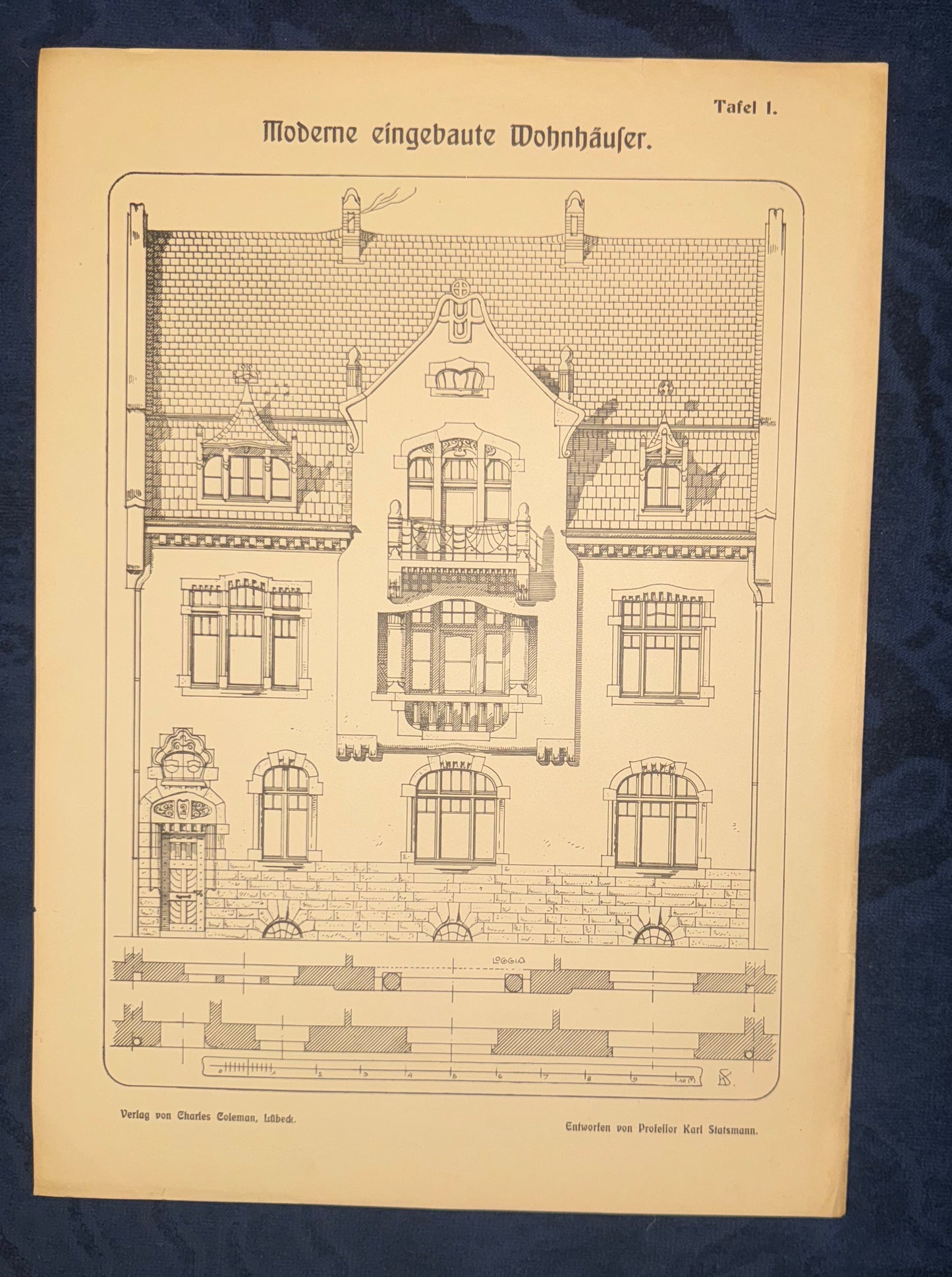 Historische Architektur Tafel 1900 Wohnhaus | Baukunst Vintage Druck