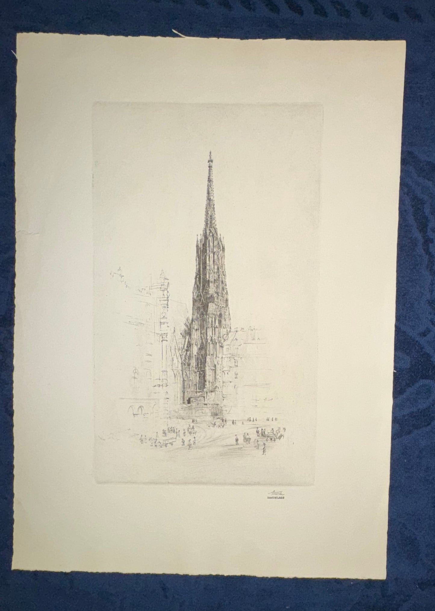 Stephansdom Original Radierung Wien 1930 Großformat | Architektur Druck