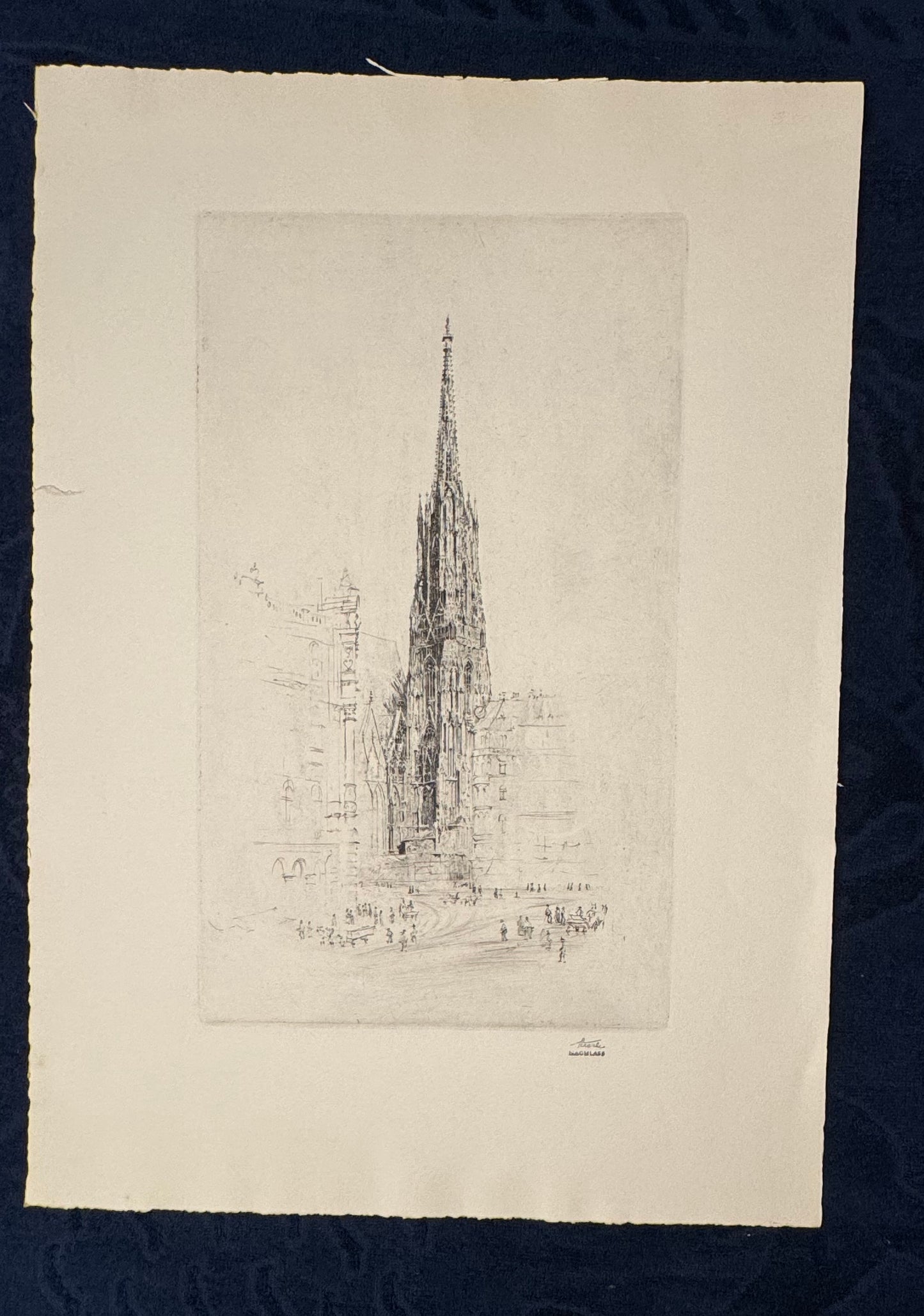 Stephansdom Original Radierung Wien 1930 Großformat | Architektur Druck