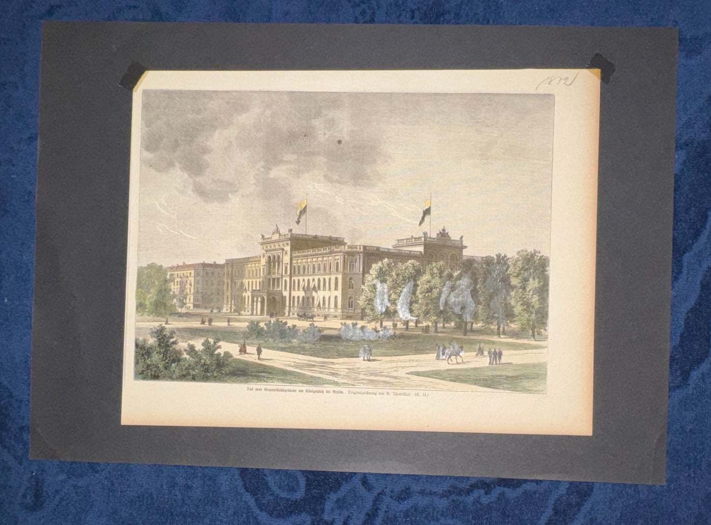 1860 Berlin Kronprinzenpalais Original kolorierter Holzstich | Architektur Druck