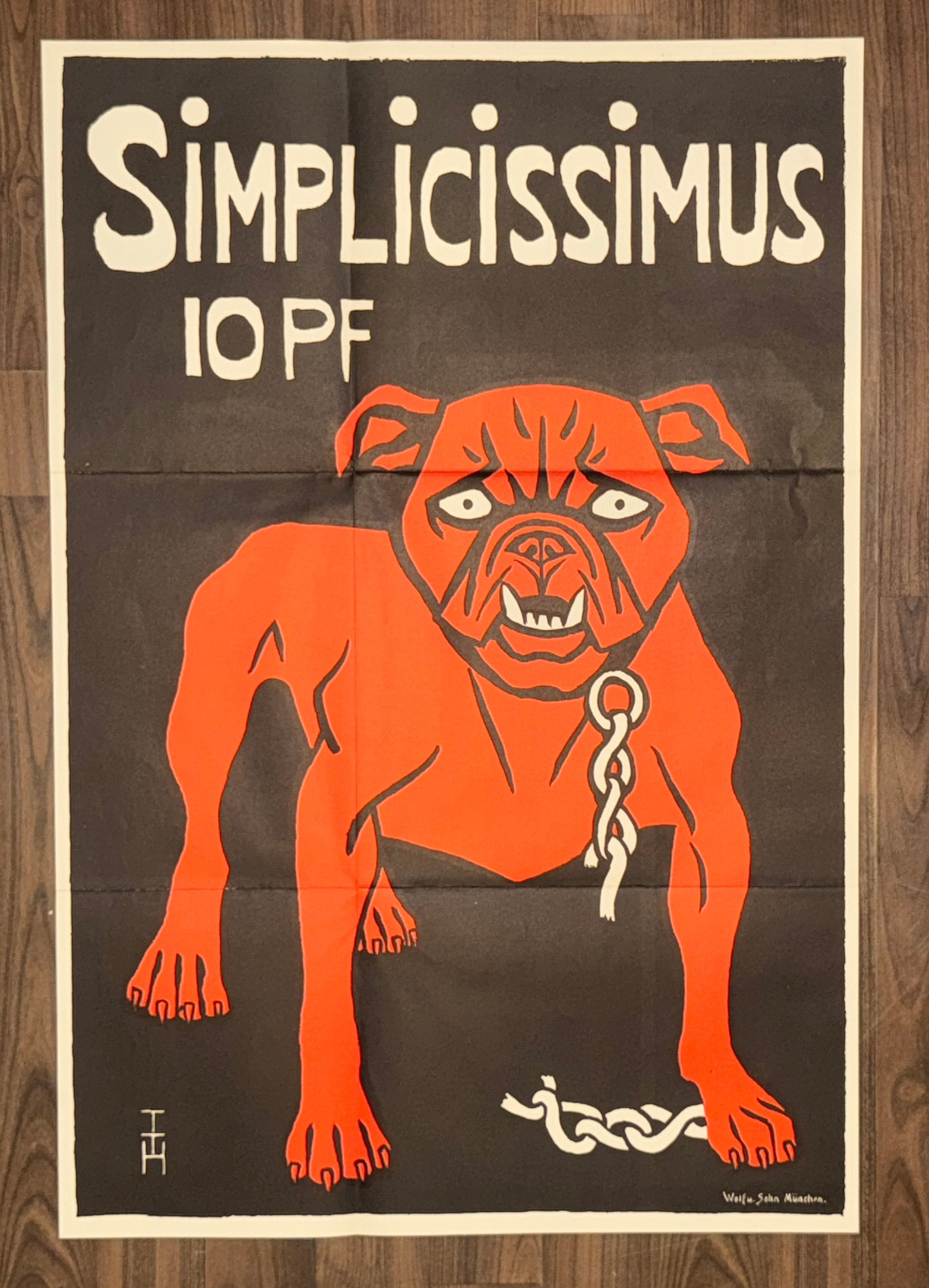 Plakat Simplicissimus rote Bulldogge 1896 | Satire München Jugendstil