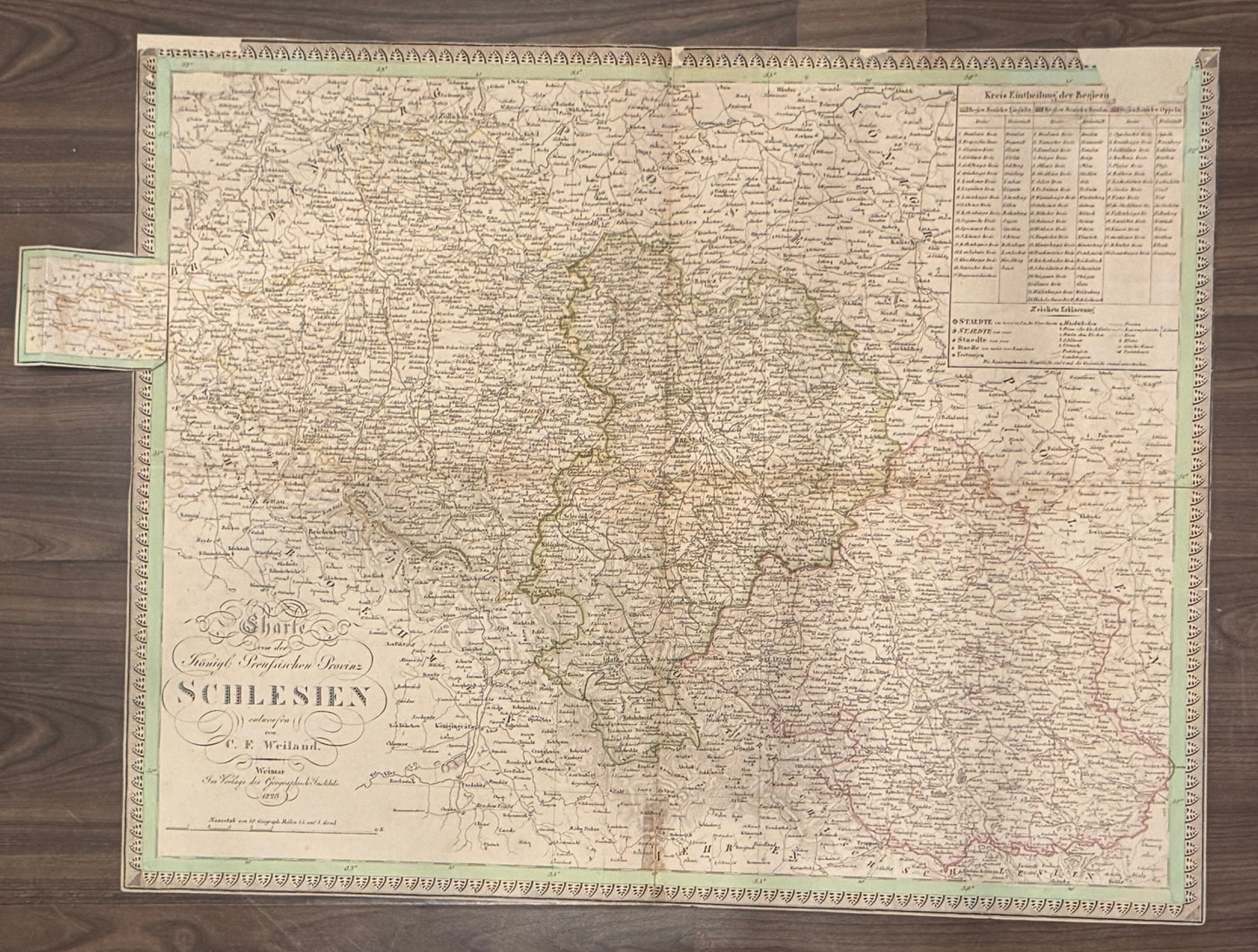 1831 Original Landkarte Schlesien Weiland | Historische Karte Preussen Provinz
