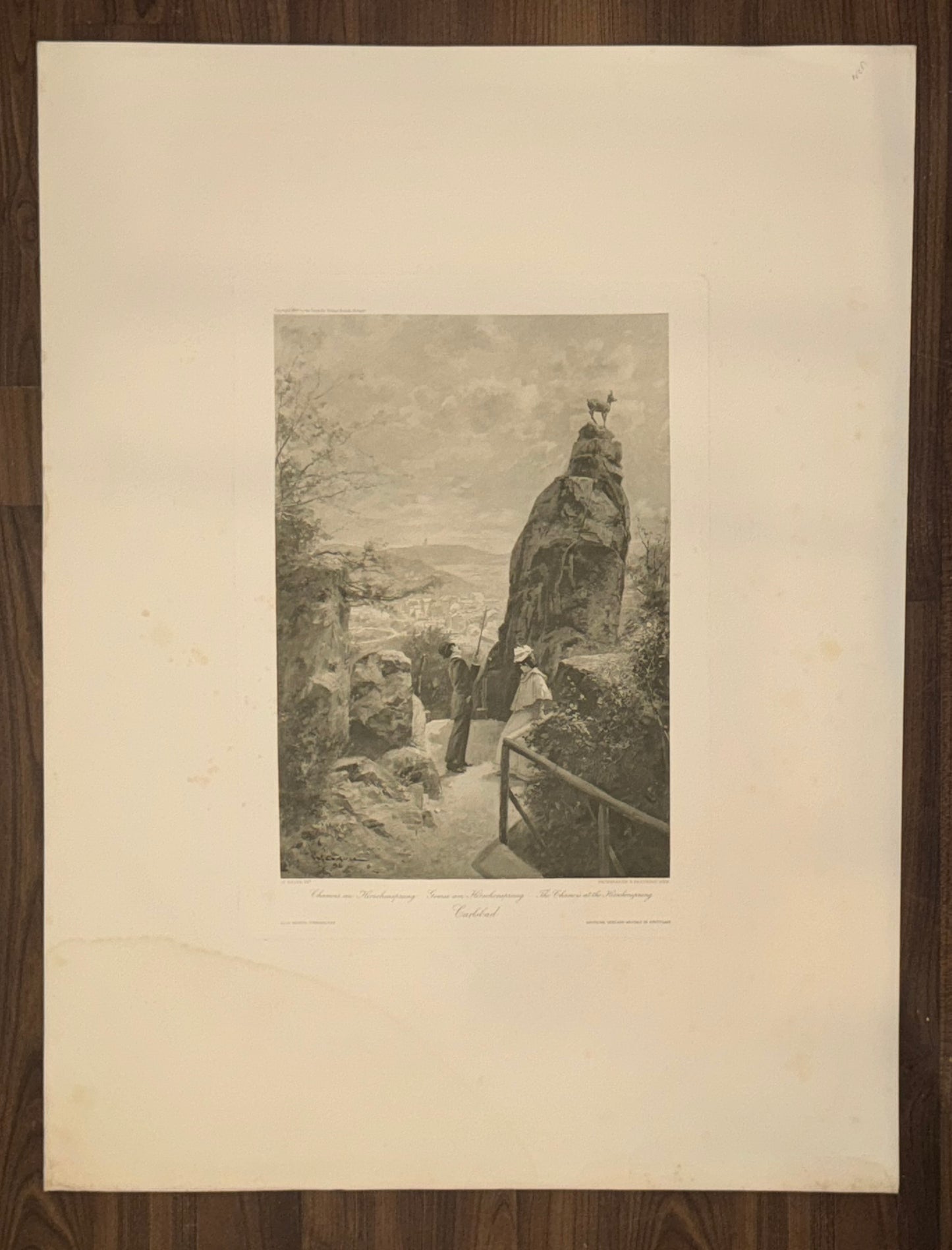 Original Grafik Karlsbad 1890 Aussicht vom Hirschensprung | Kurort Böhmen Karlovy Vary