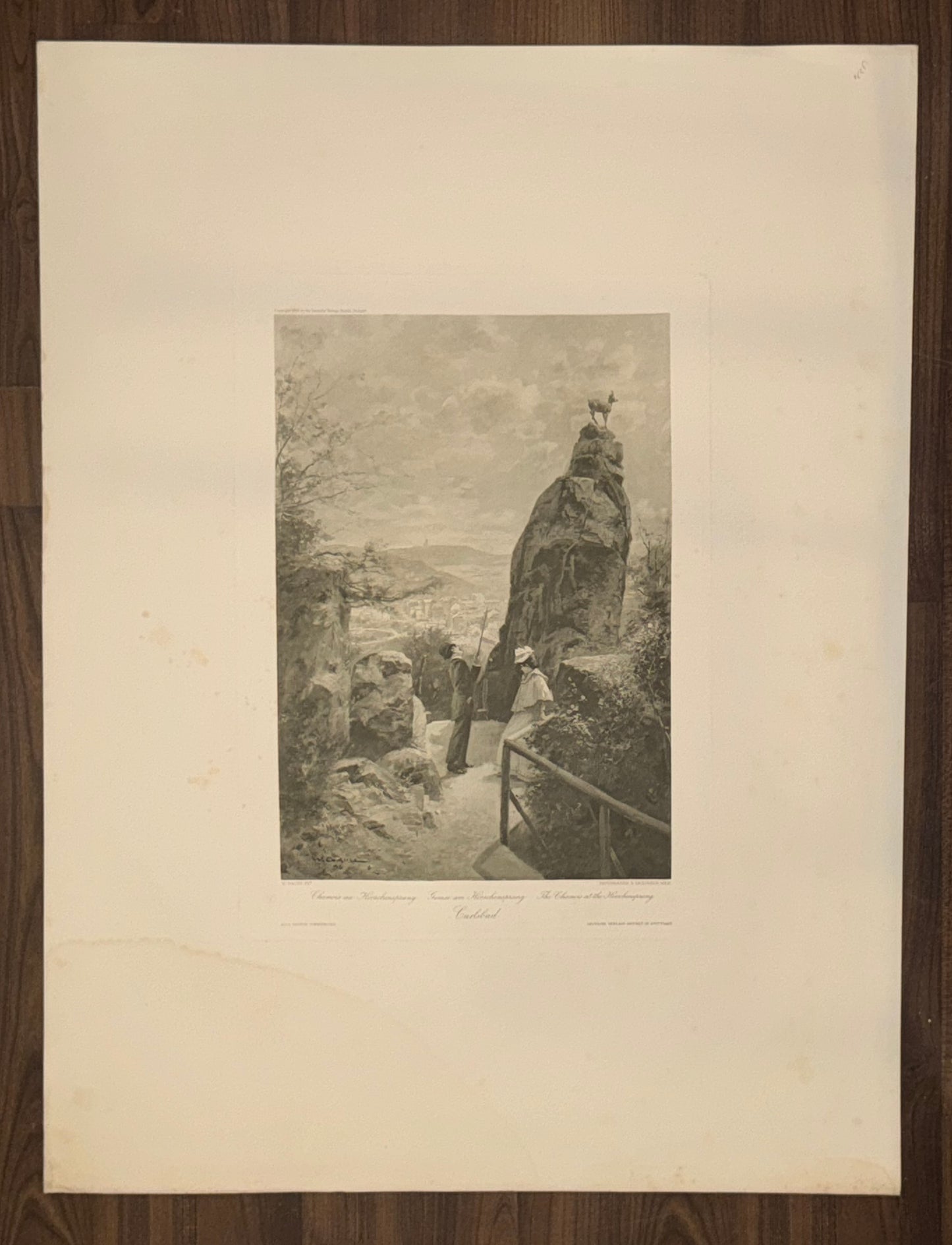 Original Grafik Karlsbad 1890 Aussicht vom Hirschensprung | Kurort Böhmen Karlovy Vary