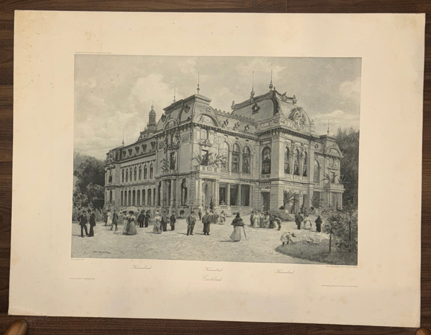 Original Grafik Karlsbad 1890 | Kurhaus Böhmen Kurort | Historische Architektur