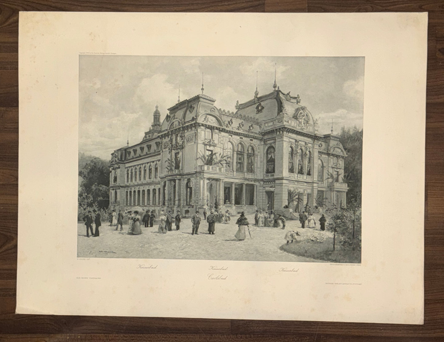 Original Grafik Karlsbad 1890 | Kurhaus Böhmen Kurort | Historische Architektur