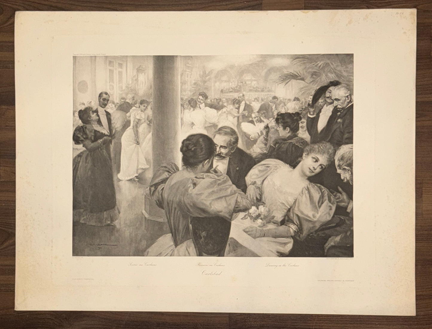 Original Grafik Karlsbad 1890 | Ball Kurhaus Karlovy Vary Gesellschaftsszene