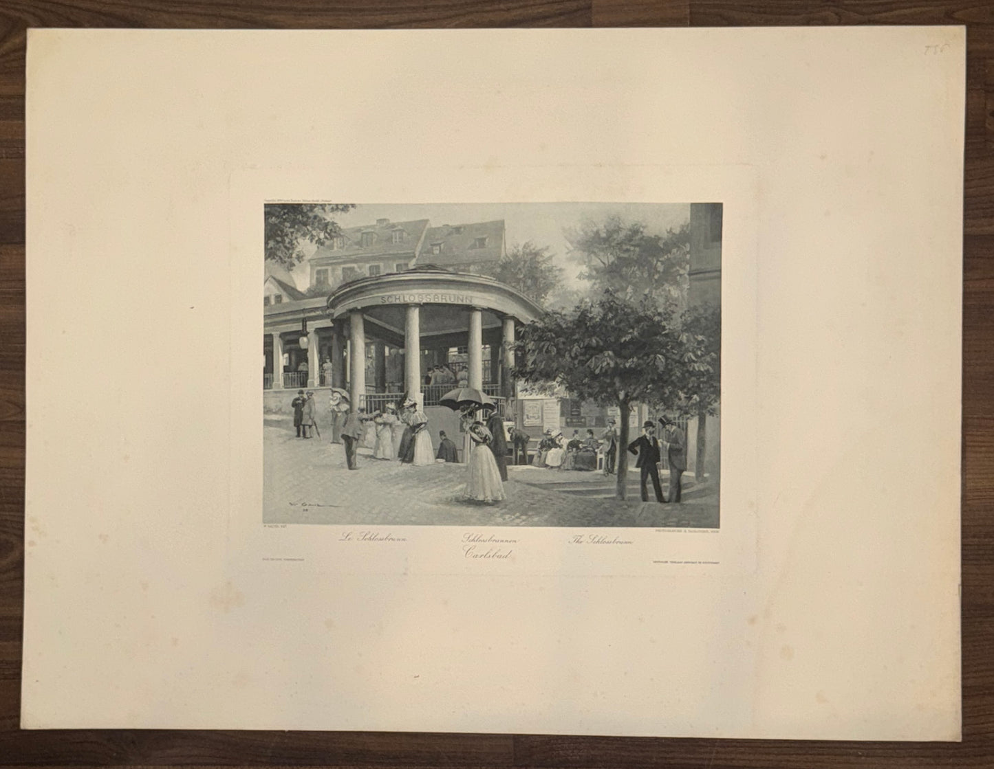 Original Grafik Karlsbad Heilquellen 1890 | Schlossbrunnen Kolonnade Kurort Karlovy Vary