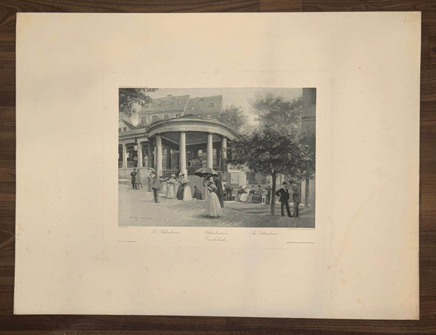 Original Grafik Karlsbad Heilquellen 1890 | Schlossbrunnen Kolonnade Kurort Karlovy Vary