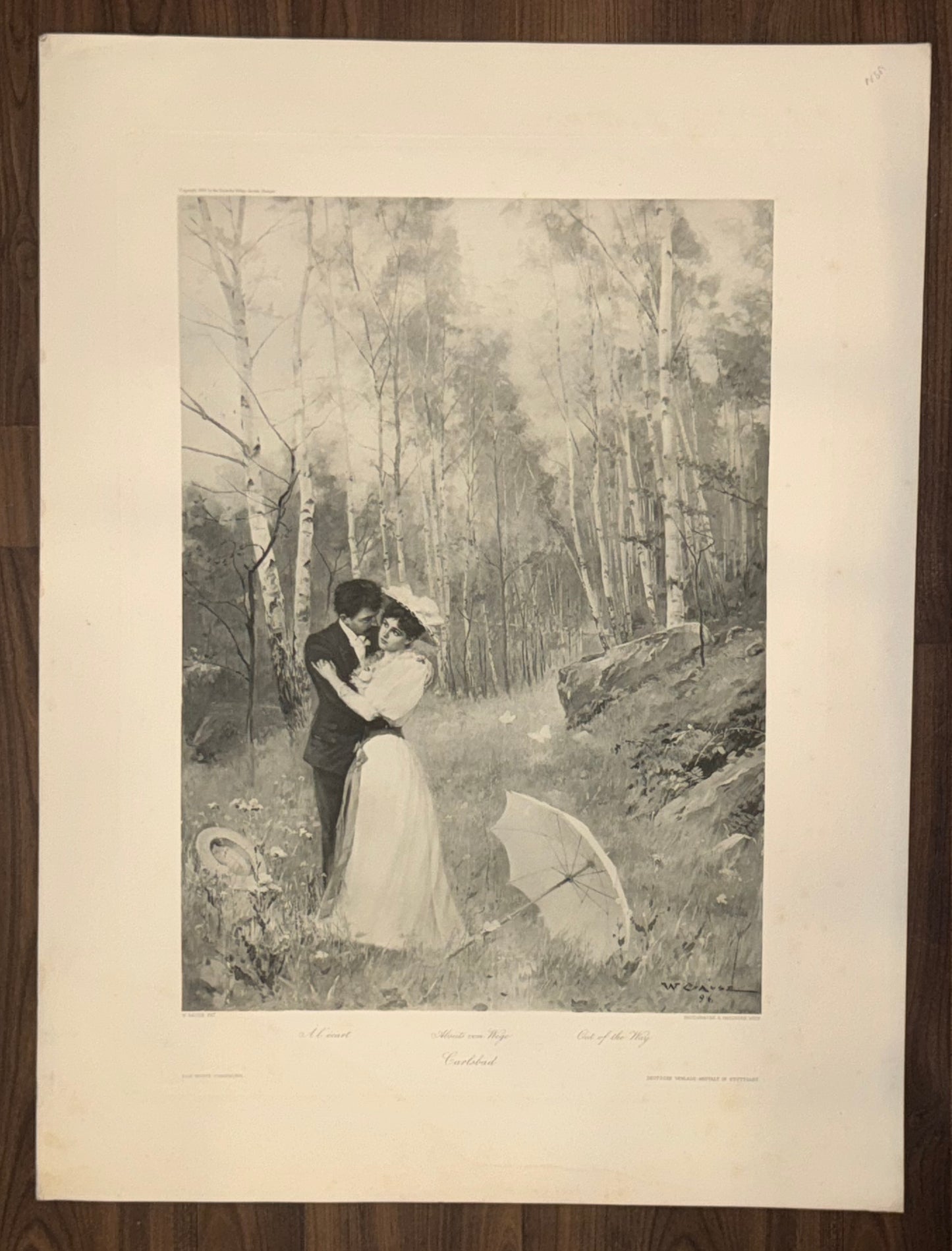 Liebespaar im Wald Karlsbad 1890 | Romantische Szene im Kurpark | Romantik Liebe
