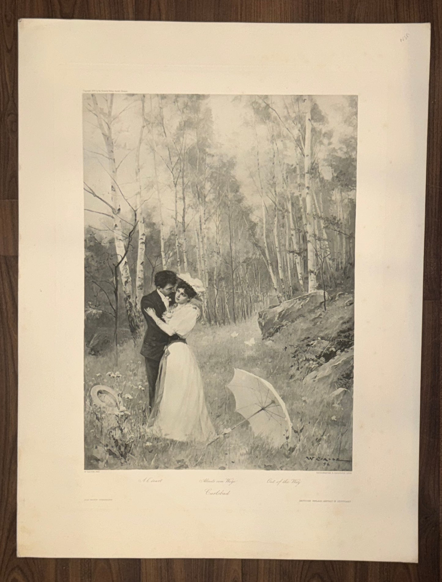 Liebespaar im Wald Karlsbad 1890 | Romantische Szene im Kurpark | Romantik Liebe