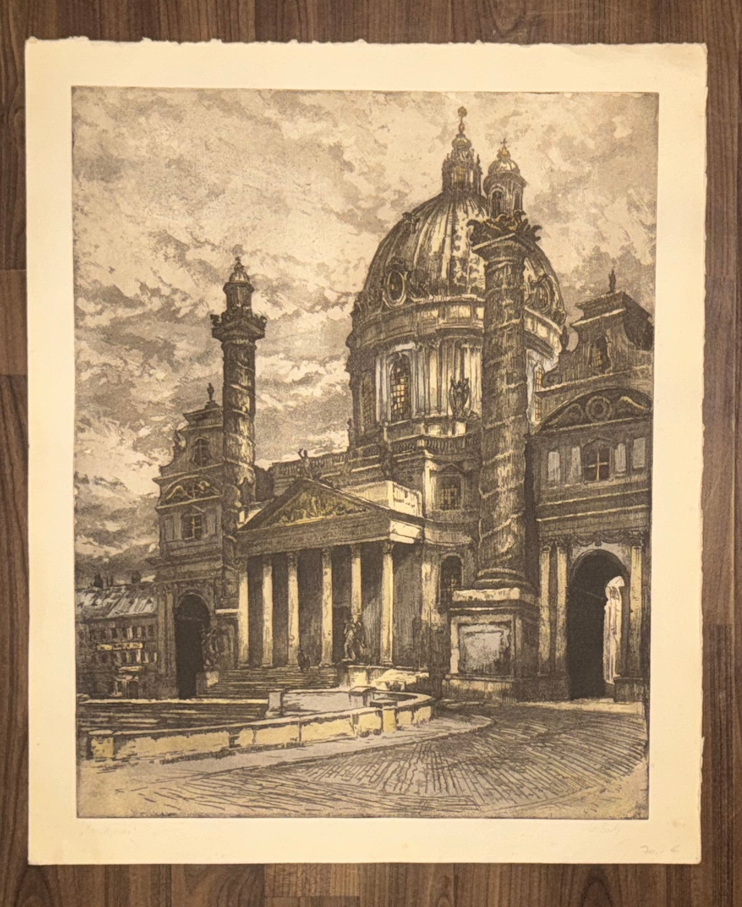 Original Karlskirche Wien Großformat Grafik 1920 | Otto Wagner Architektur