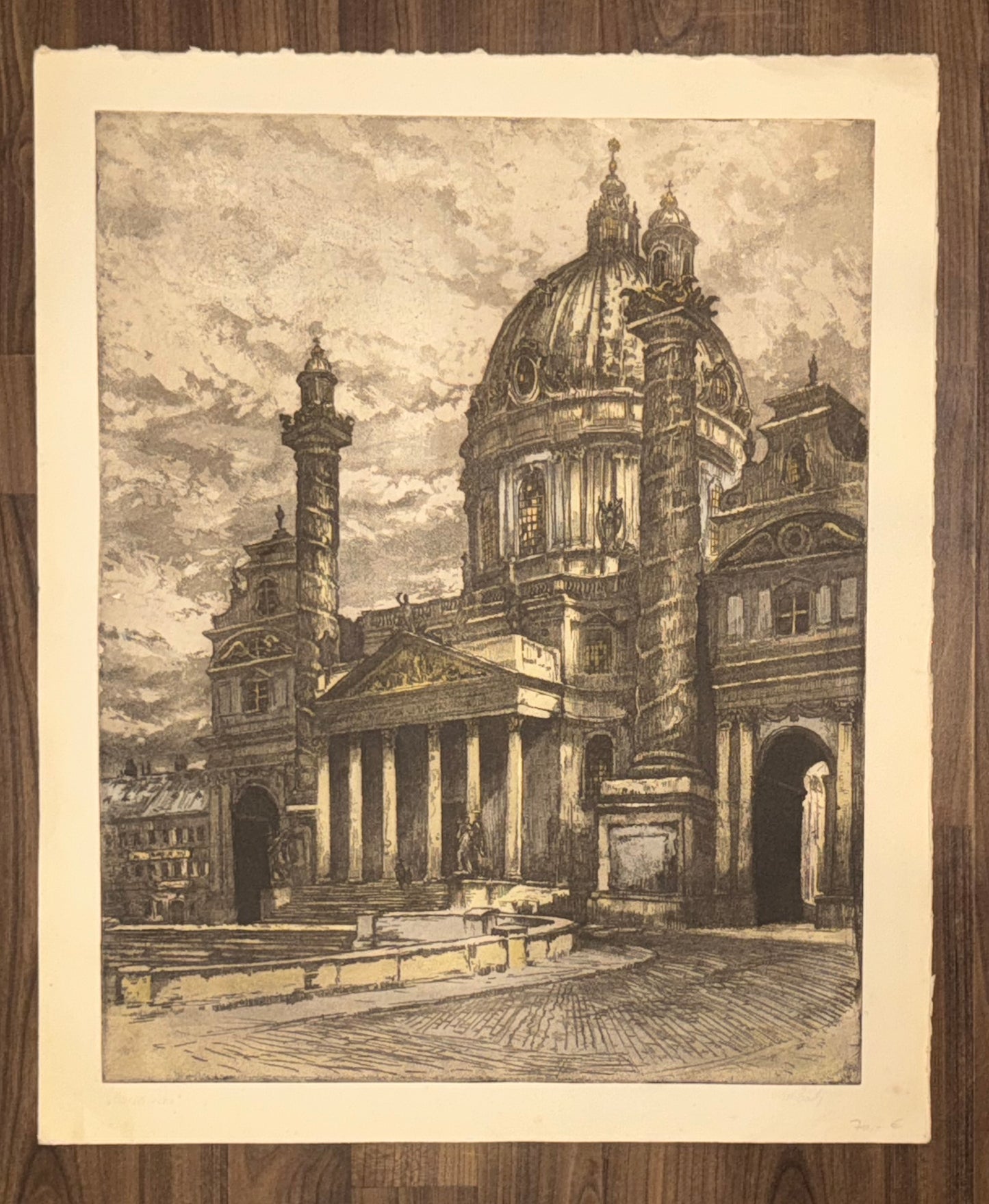 Original Karlskirche Wien Großformat Grafik 1920 | Otto Wagner Architektur