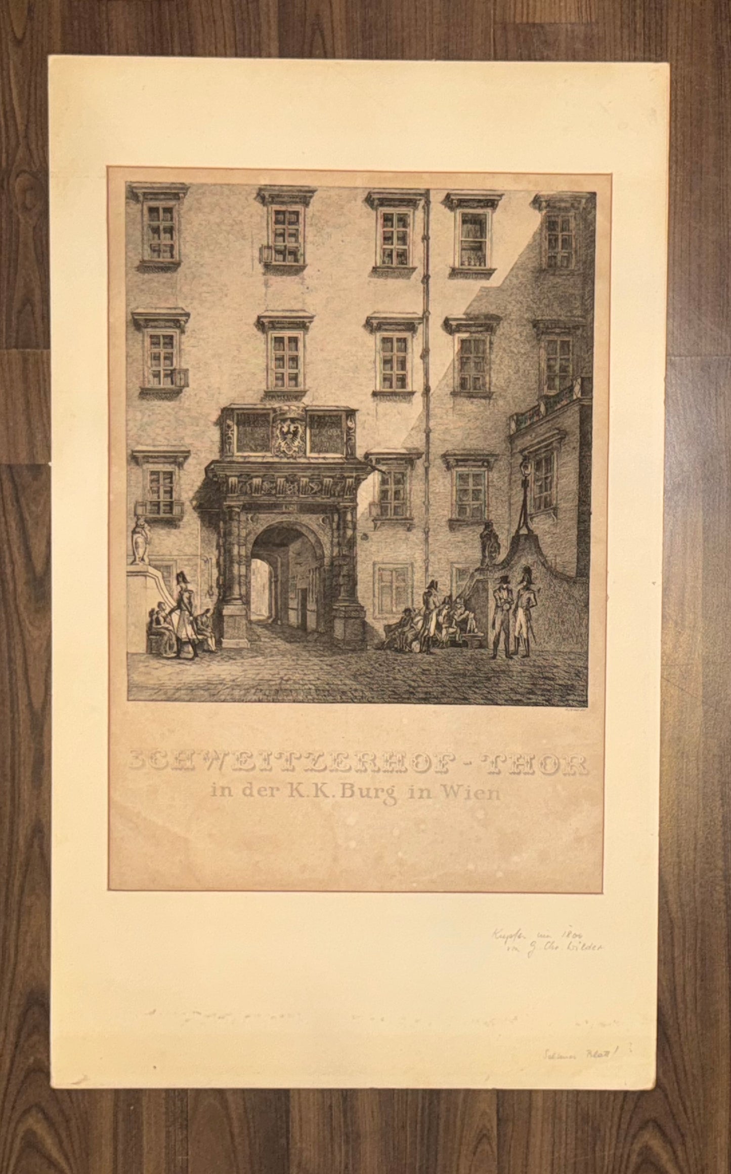 1800 Wien Schweitzerhof Tor Kupferstich | K. K. Burg Hofburg Österreich | Kaiserzeit Wien