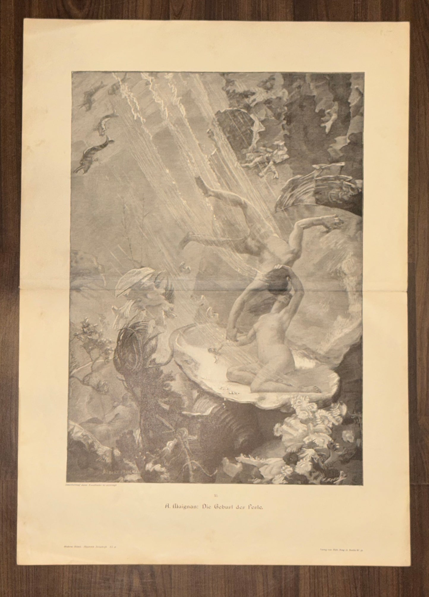 1900 Die Geburt der Perle von Albert Maignan | Allegorie Aktdarstellung Mythologie Geburt der Venus