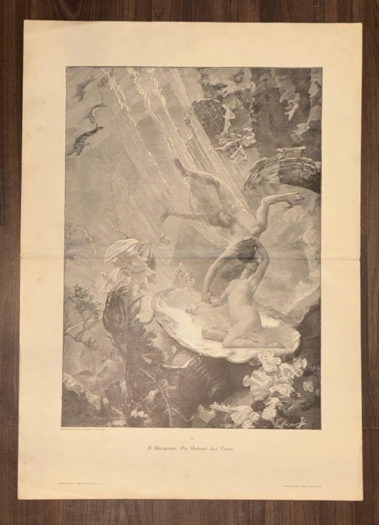 1900 Die Geburt der Perle von Albert Maignan | Allegorie Aktdarstellung Mythologie Geburt der Venus